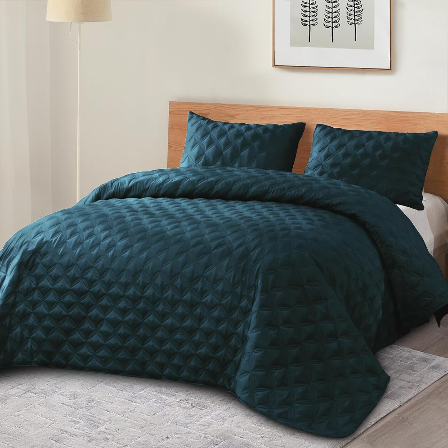 Exclusivo Mezcla Full Queen Quilt Set 3-Piece Navy Blue