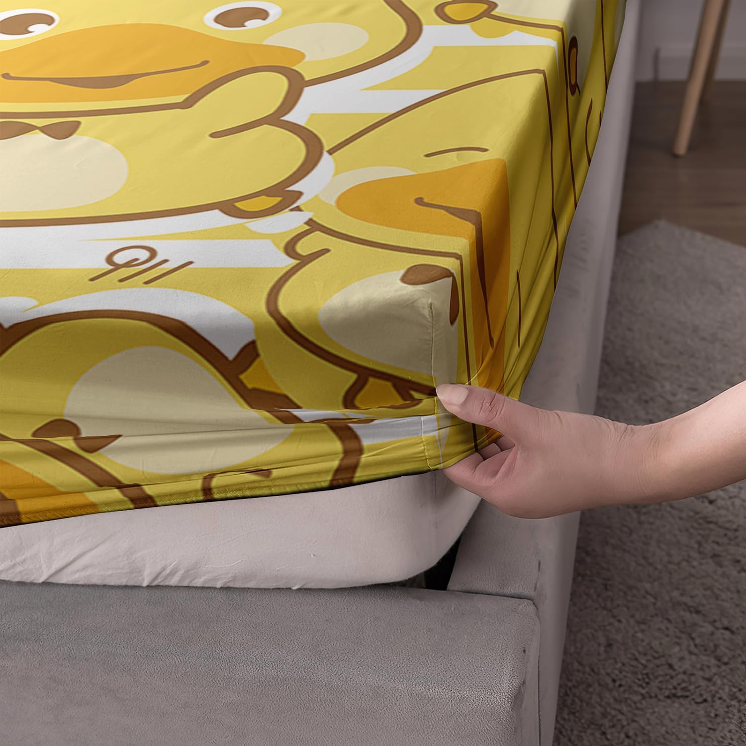 AILONEN Kawaii Duck Fitted Sheet Set Twin XL 1