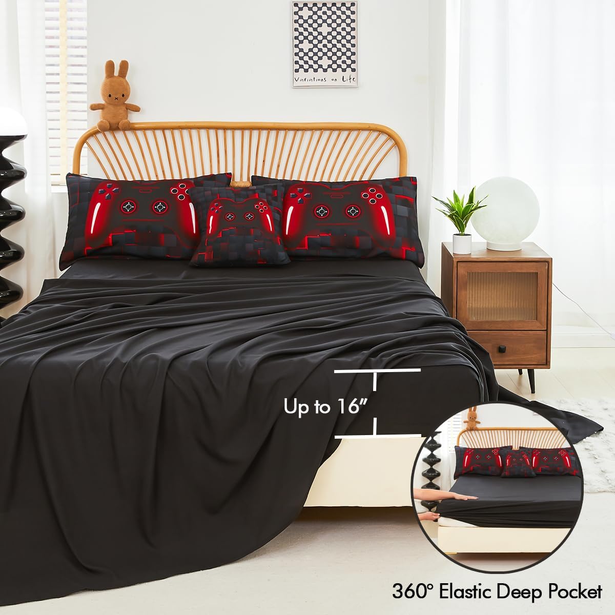PERFEMET Boys Gaming Bedding Set Twin 6-Piece