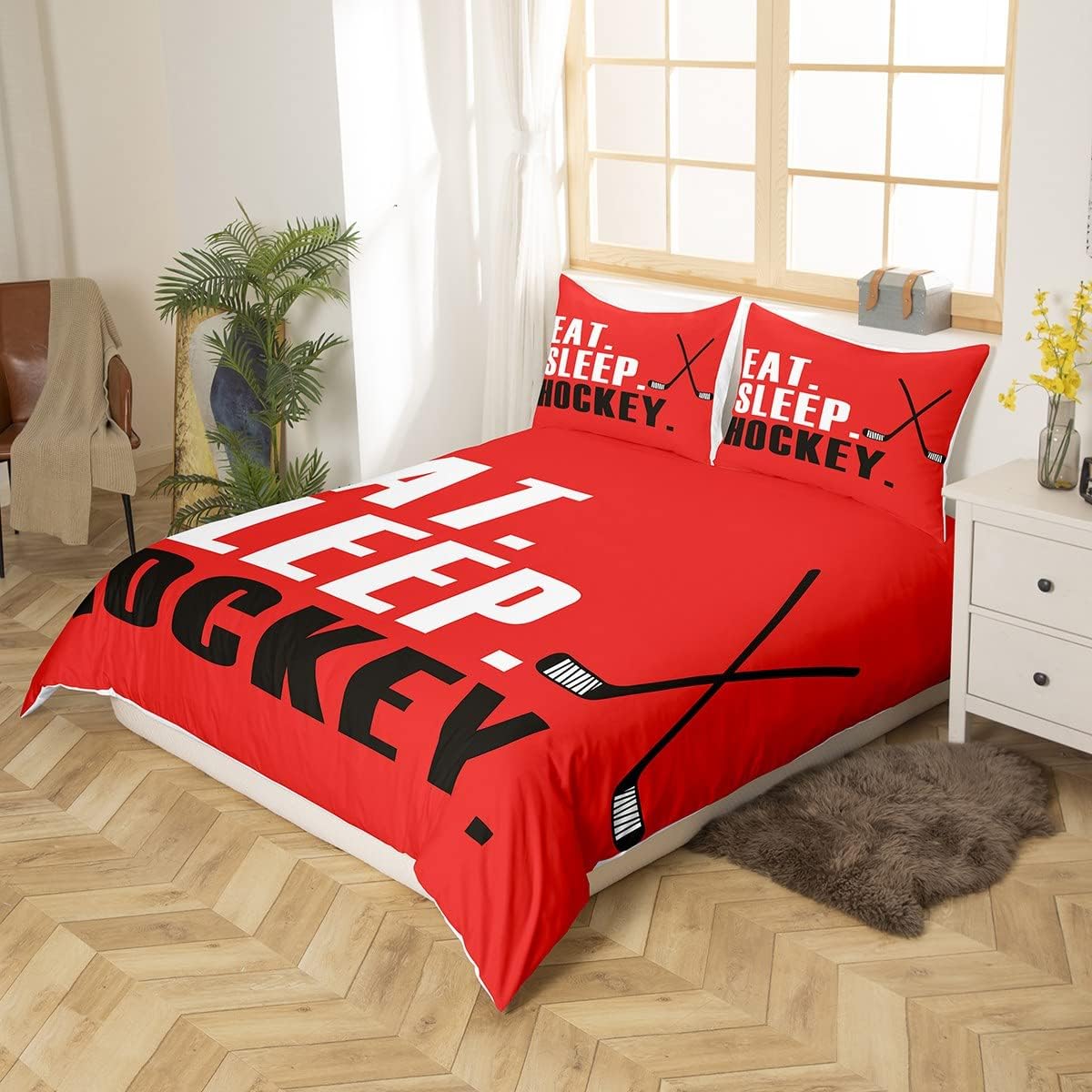 Feelyou Ice Hockey Duvet Cover Set 3Pcs 1