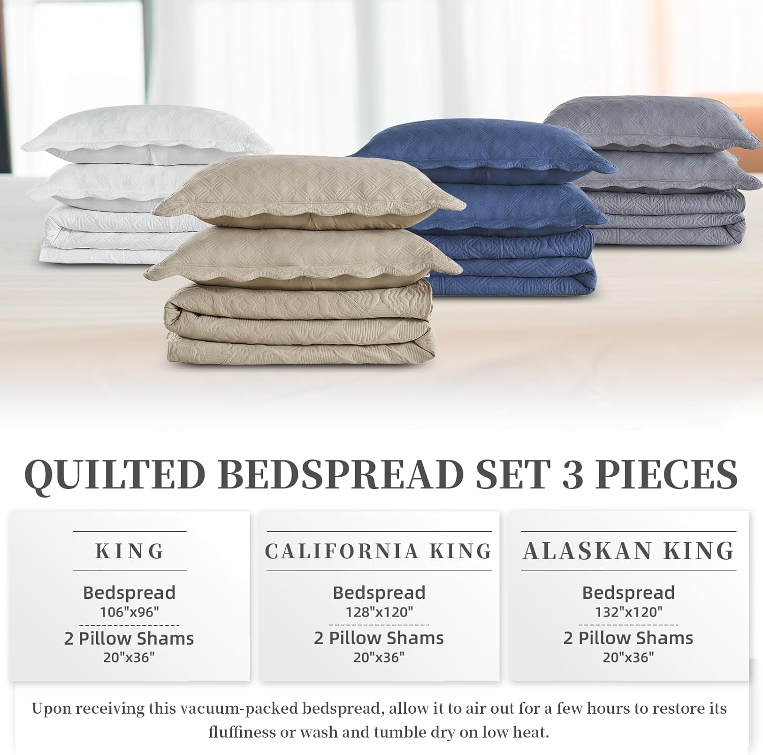 Suchbed California King Bedspread Set White 128x120 1