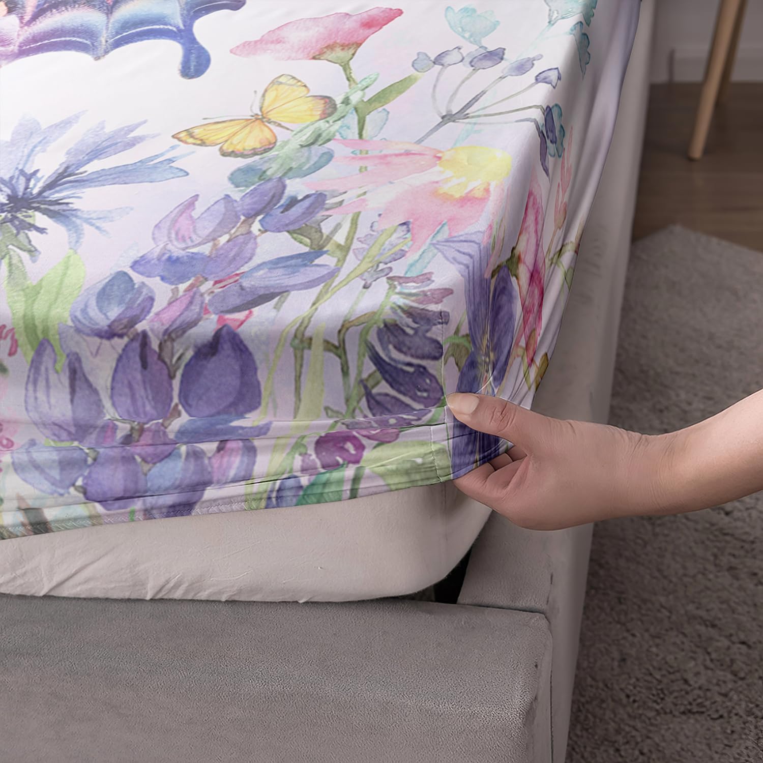 AILONEN Butterfly Fitted Sheet Set Twin XL Size