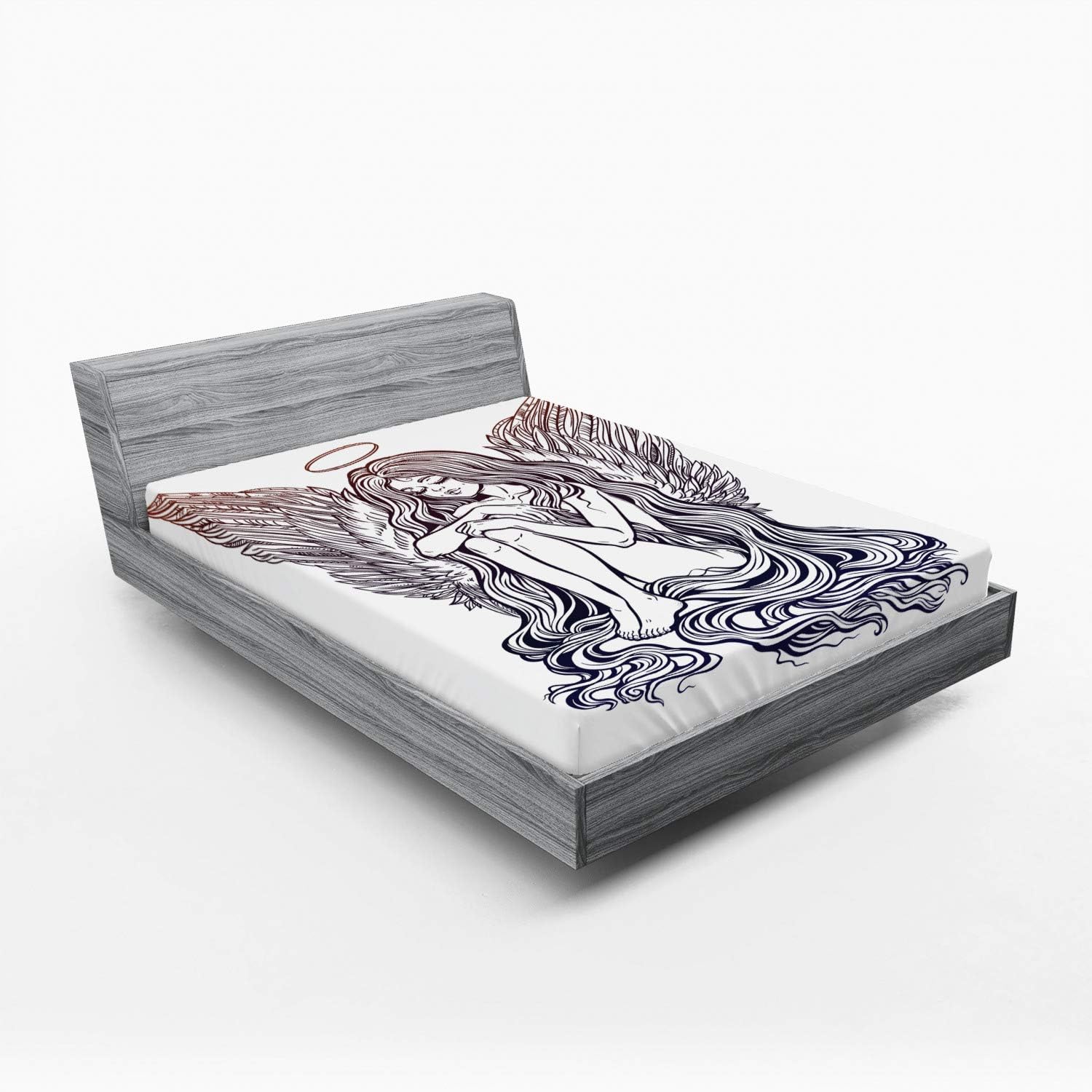 Ambesonne Noel Theme Wings Print California King Sheet