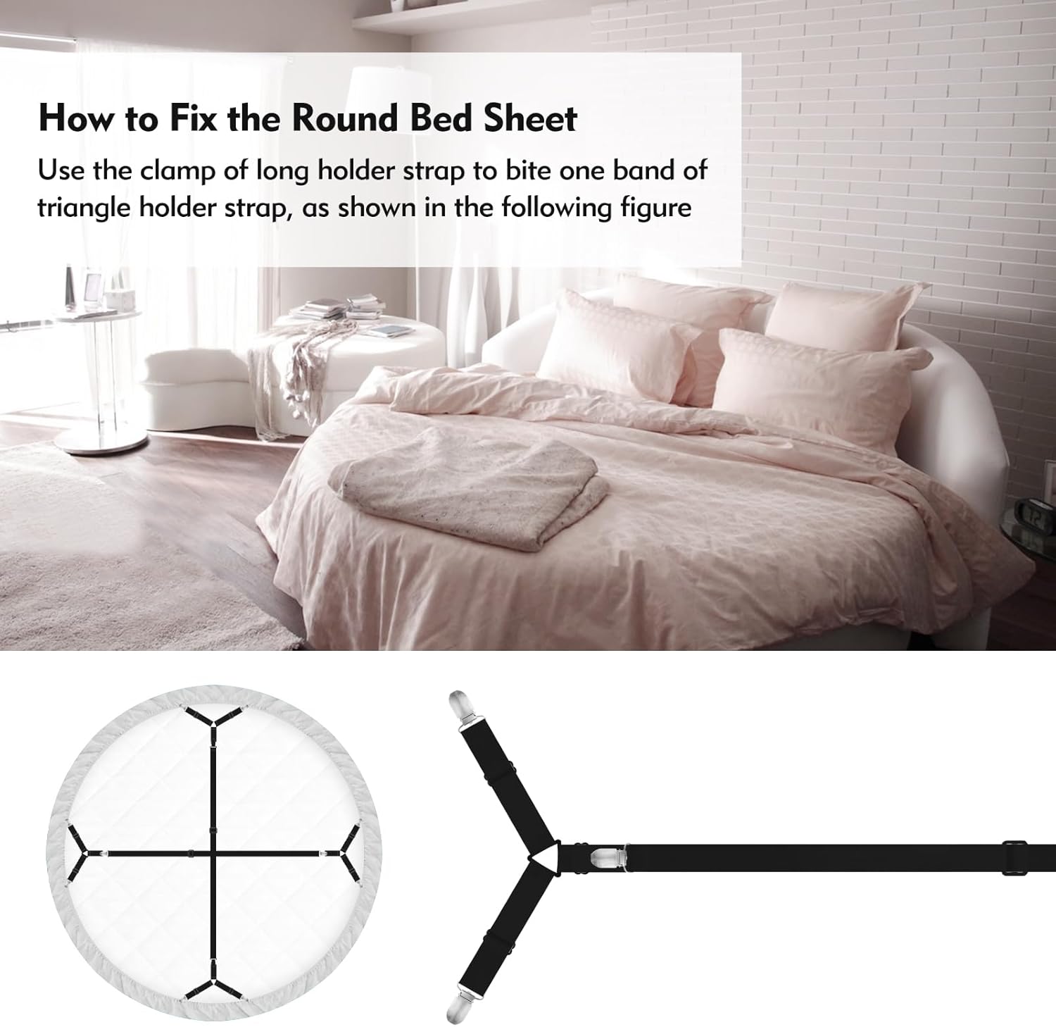 Eiruseed Bed Sheet Holder Straps 42 Pcs Black