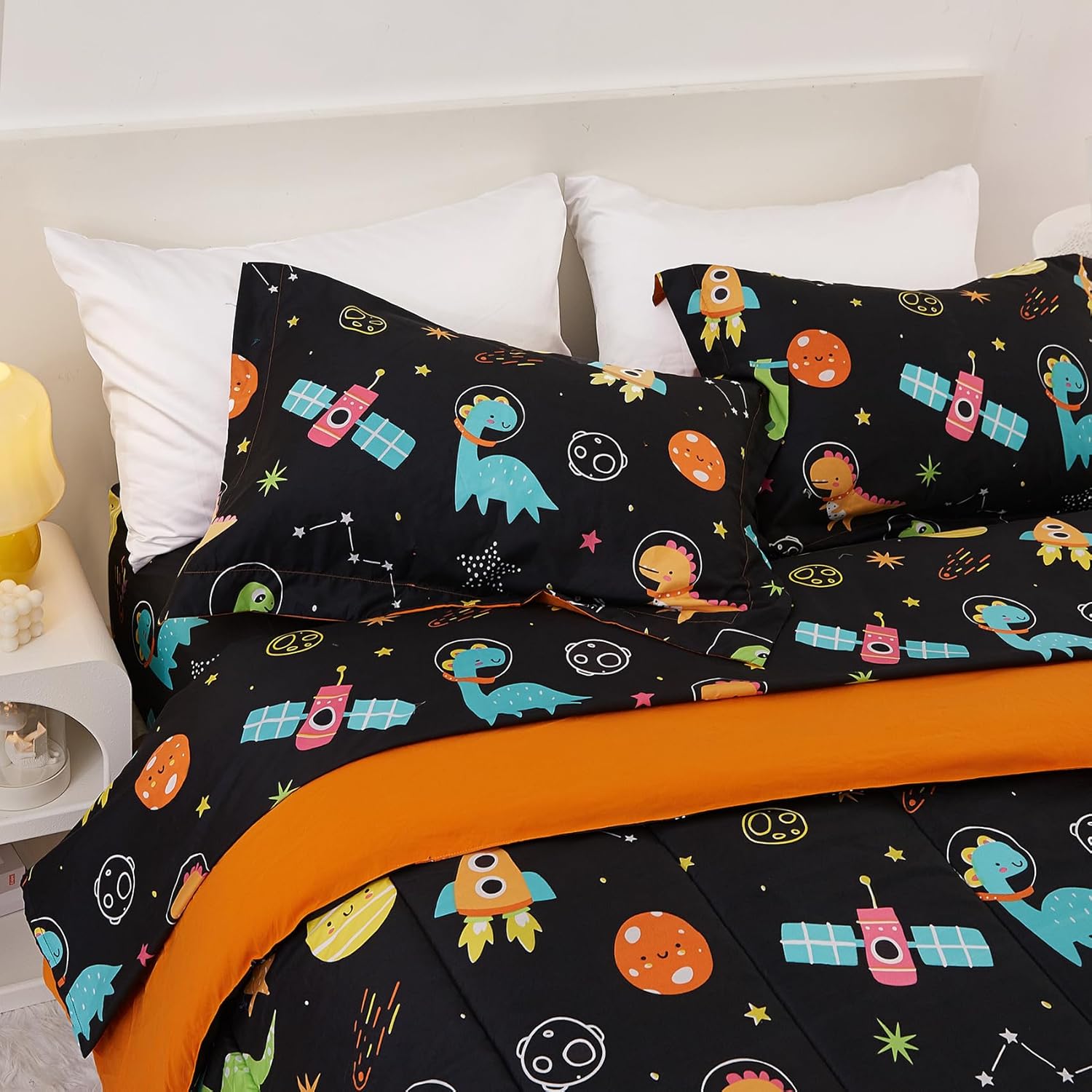 Yibeizi Space Dinosaur Kids Comforter Set for Boys