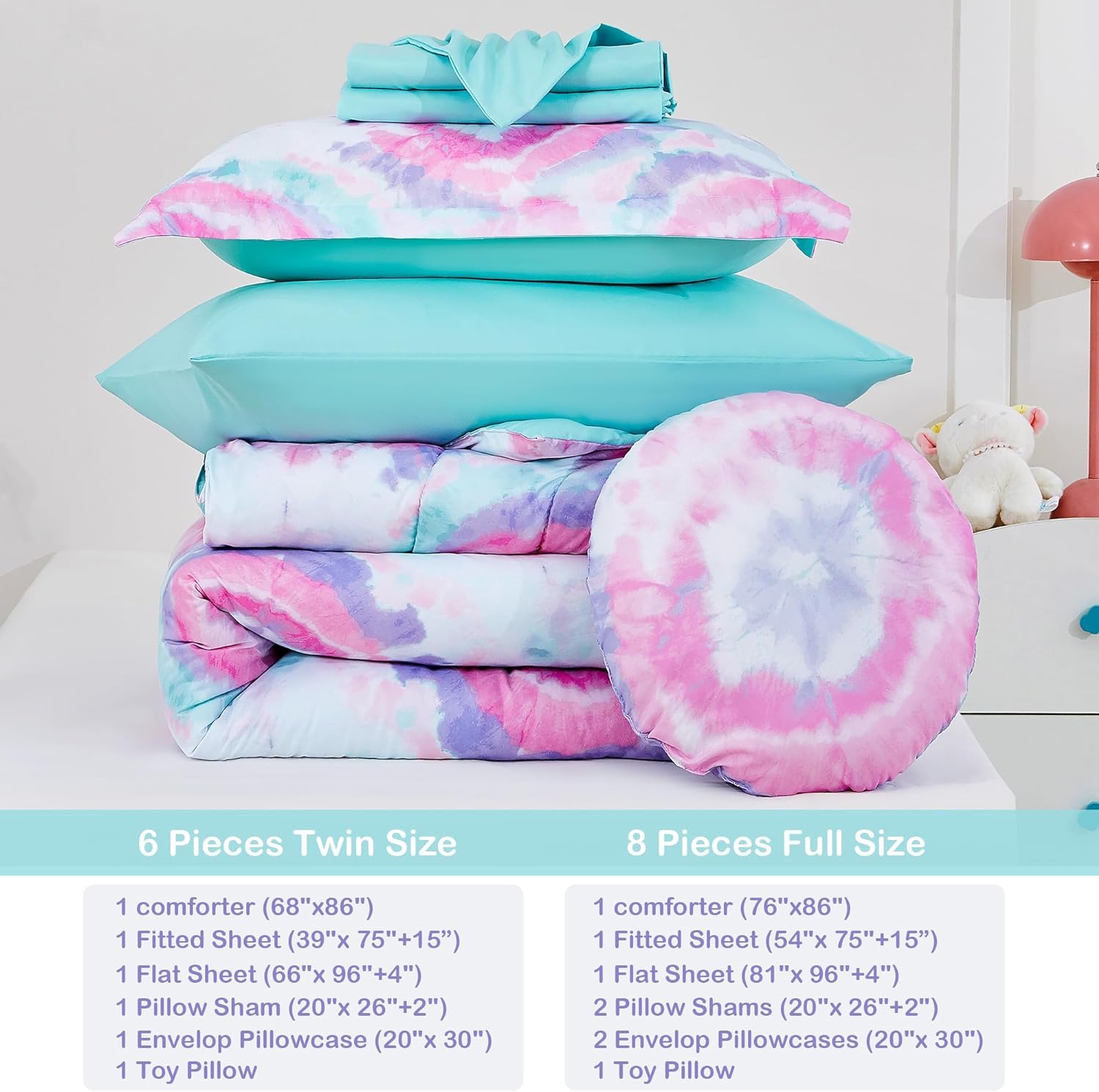 Mooreeke Dark Pink Flower Kids Comforter Set 8 Pieces
