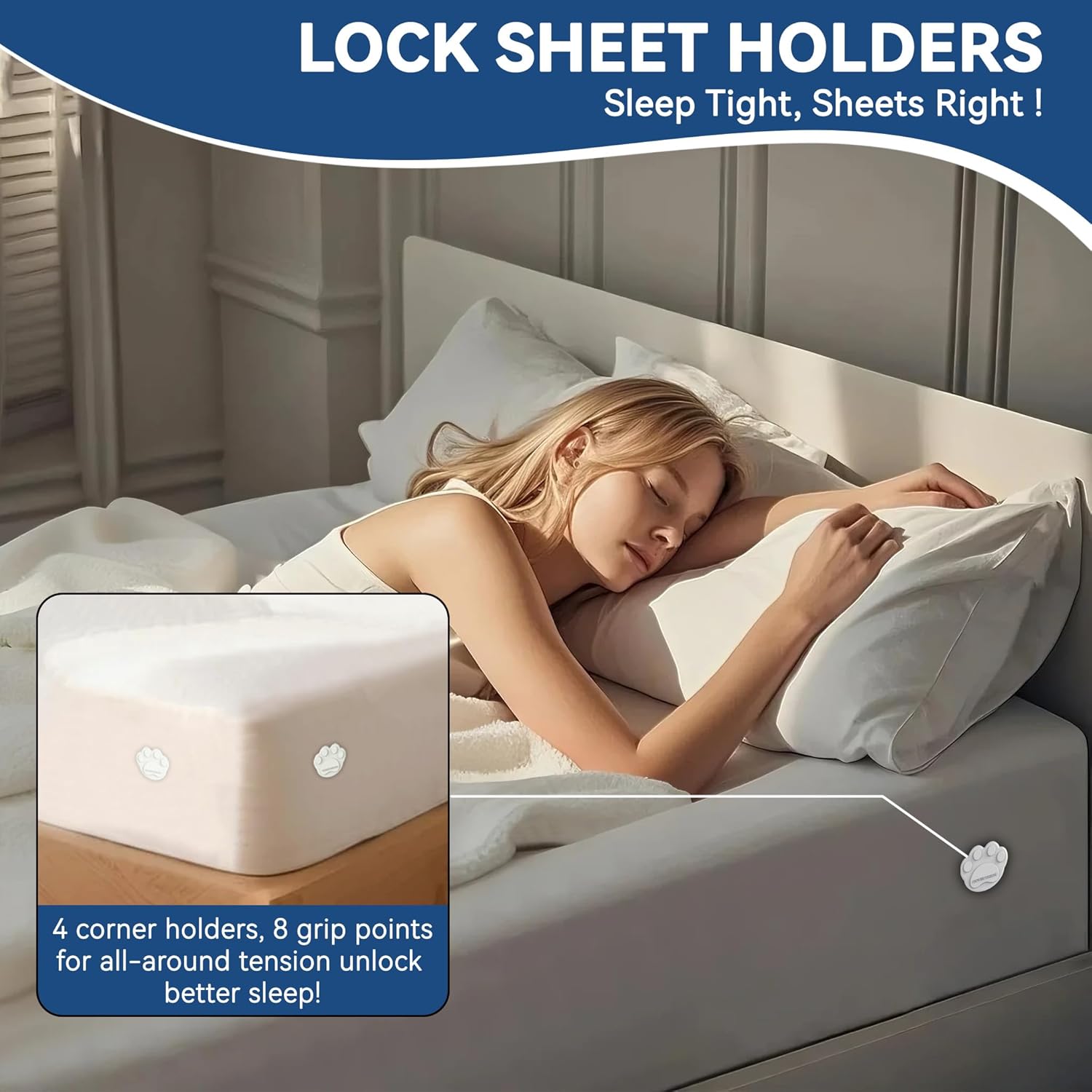 GOVIICTRICH Bed Sheet Corner Holders - Heavy Duty Sheet Locks