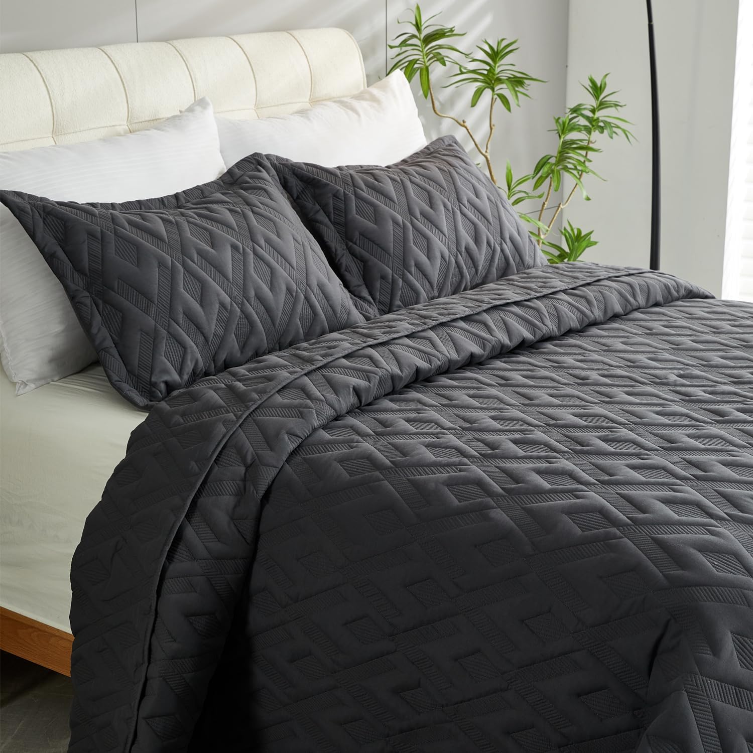Cmfshape Diamond Embroidery Quilt Set 3 Piece King Size