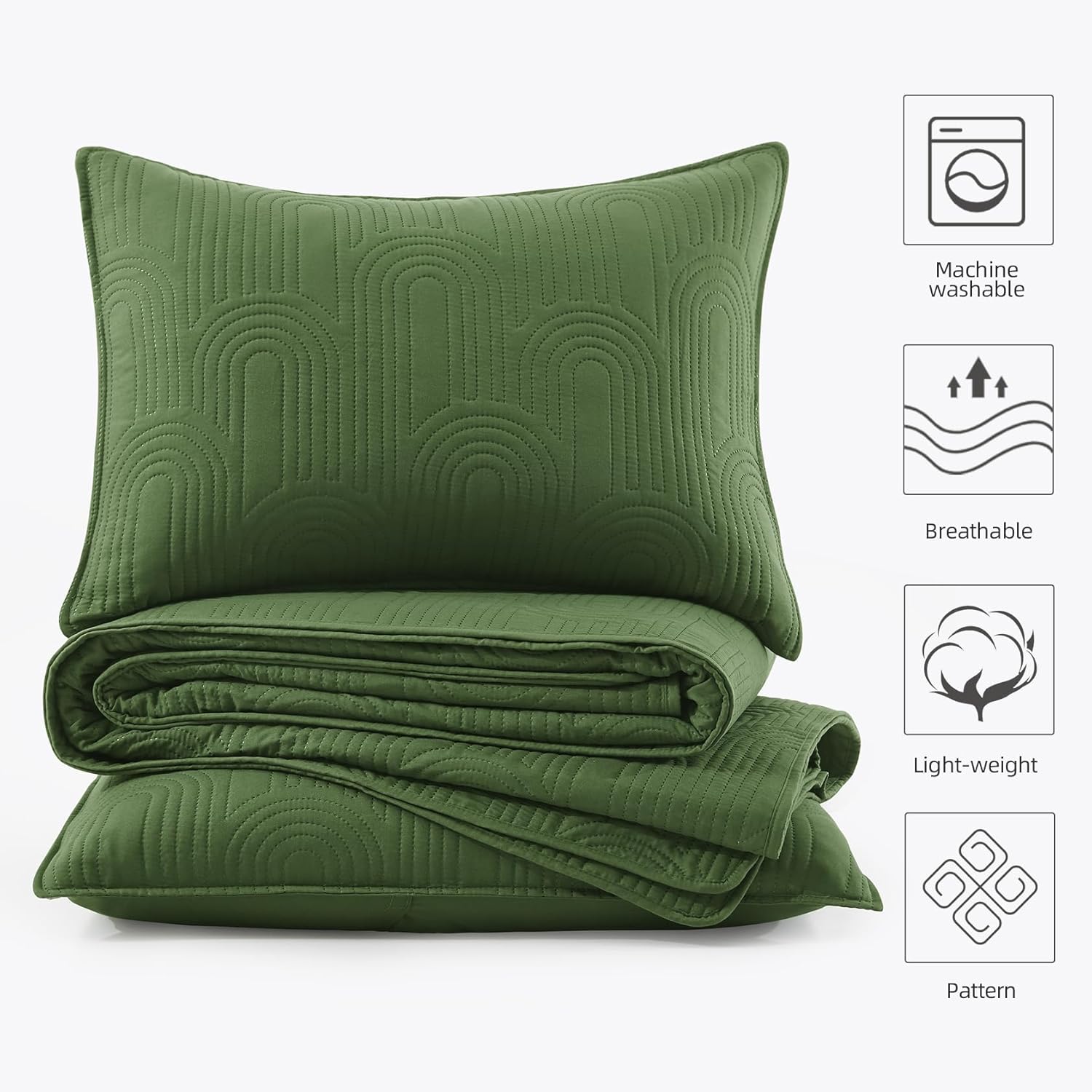 Lavsiry Quilt Set King Size Olive Green