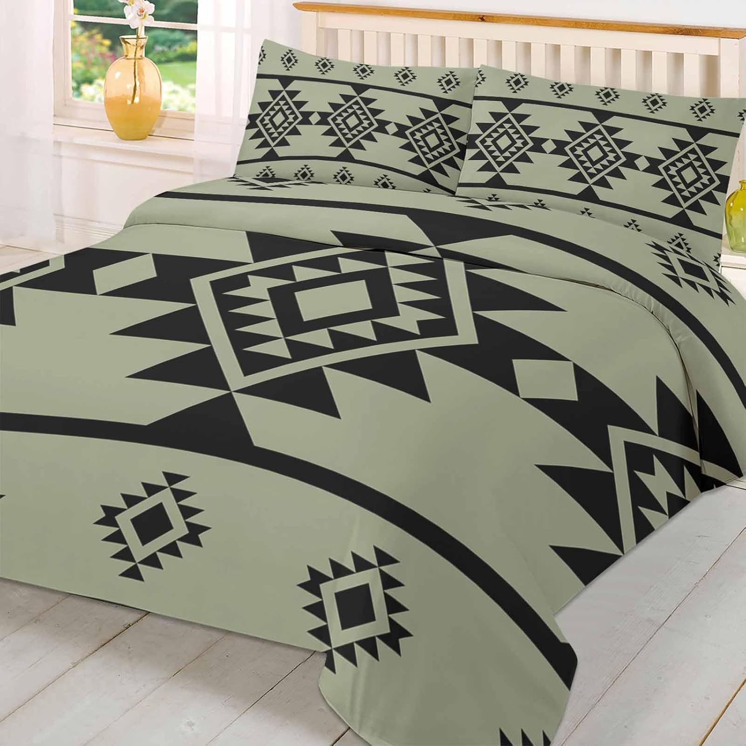 3 Piece Boanket Bedding Set with Zipper and Tie-In Pillowcases