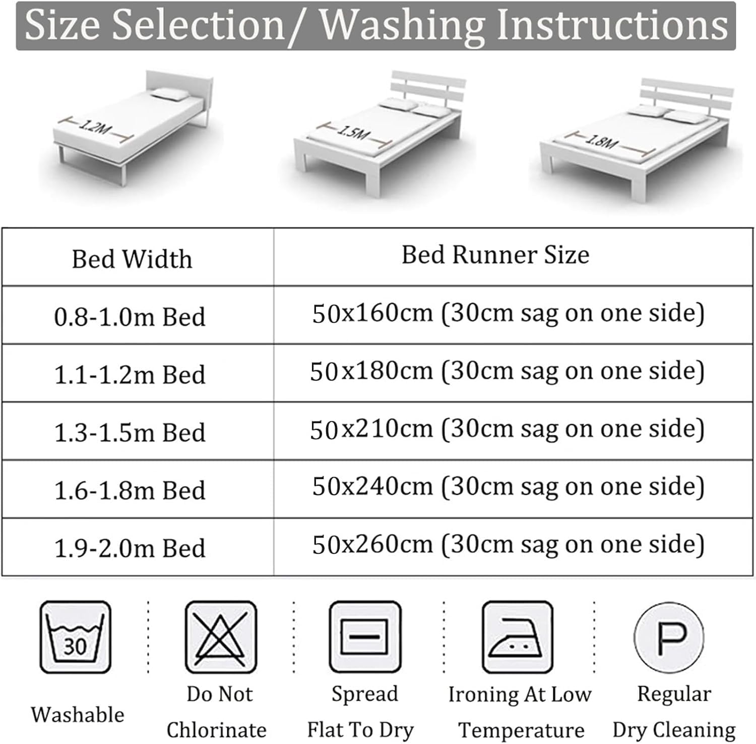 Luxury Hotel Grade Light Gray Bed Runner 180X50cm for 12m Bed
