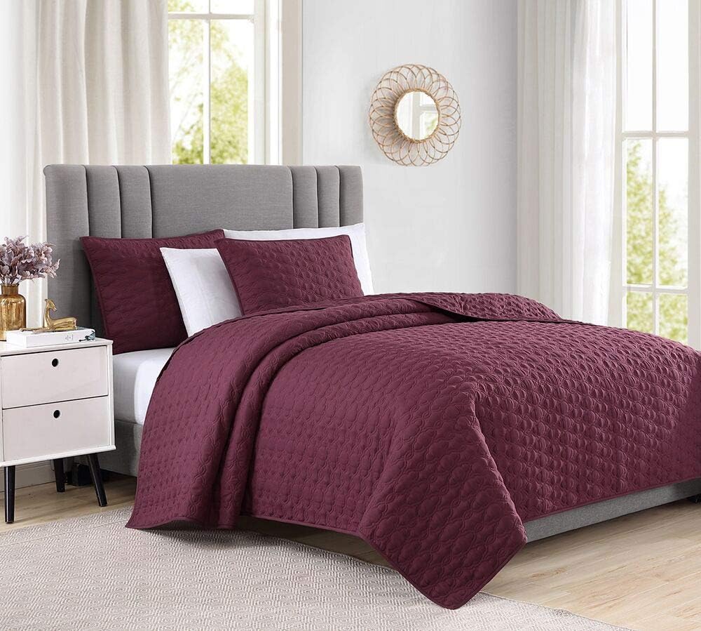 BOURINA 3-Piece Queen Quilt Set Microfiber Lightweight