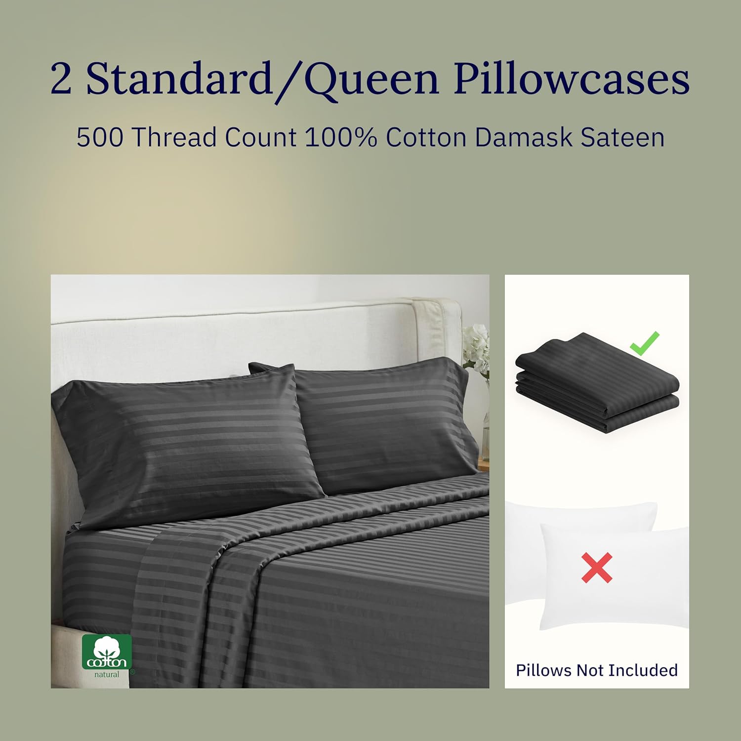 California Design Den 500 Thread Count Cotton Pillowcase Set of 2