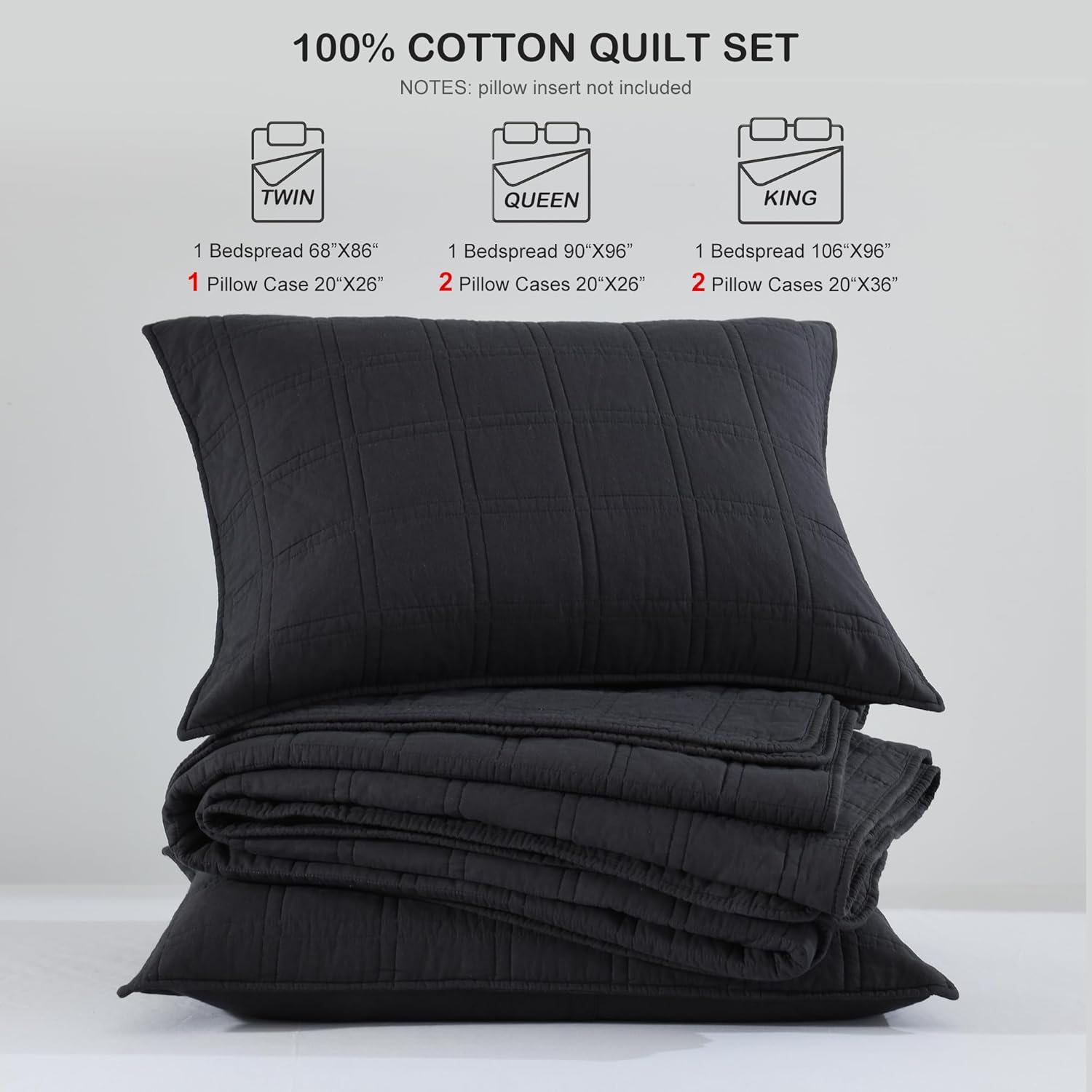 HORIMOTE HOME Cotton Quilt Set Twin Size Geometric Pattern