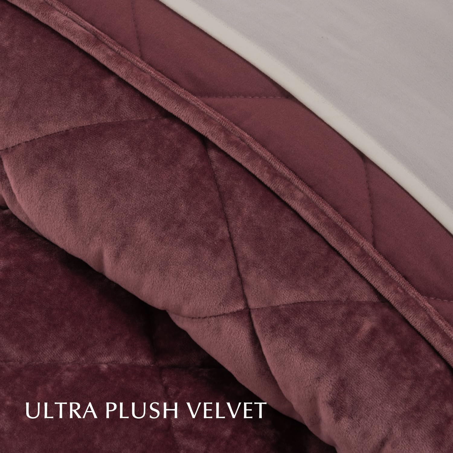 EVERGRACE Luxury Crushed Velvet Quilt Set Queen Size