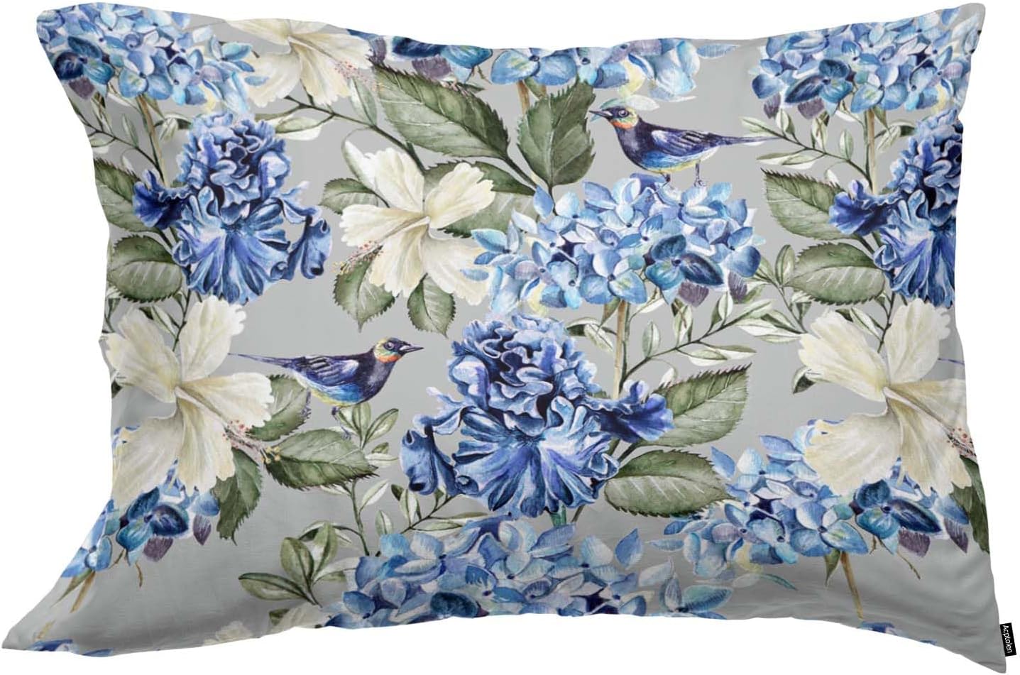 Blue White Flowers Pillow Cover 20x26 inch