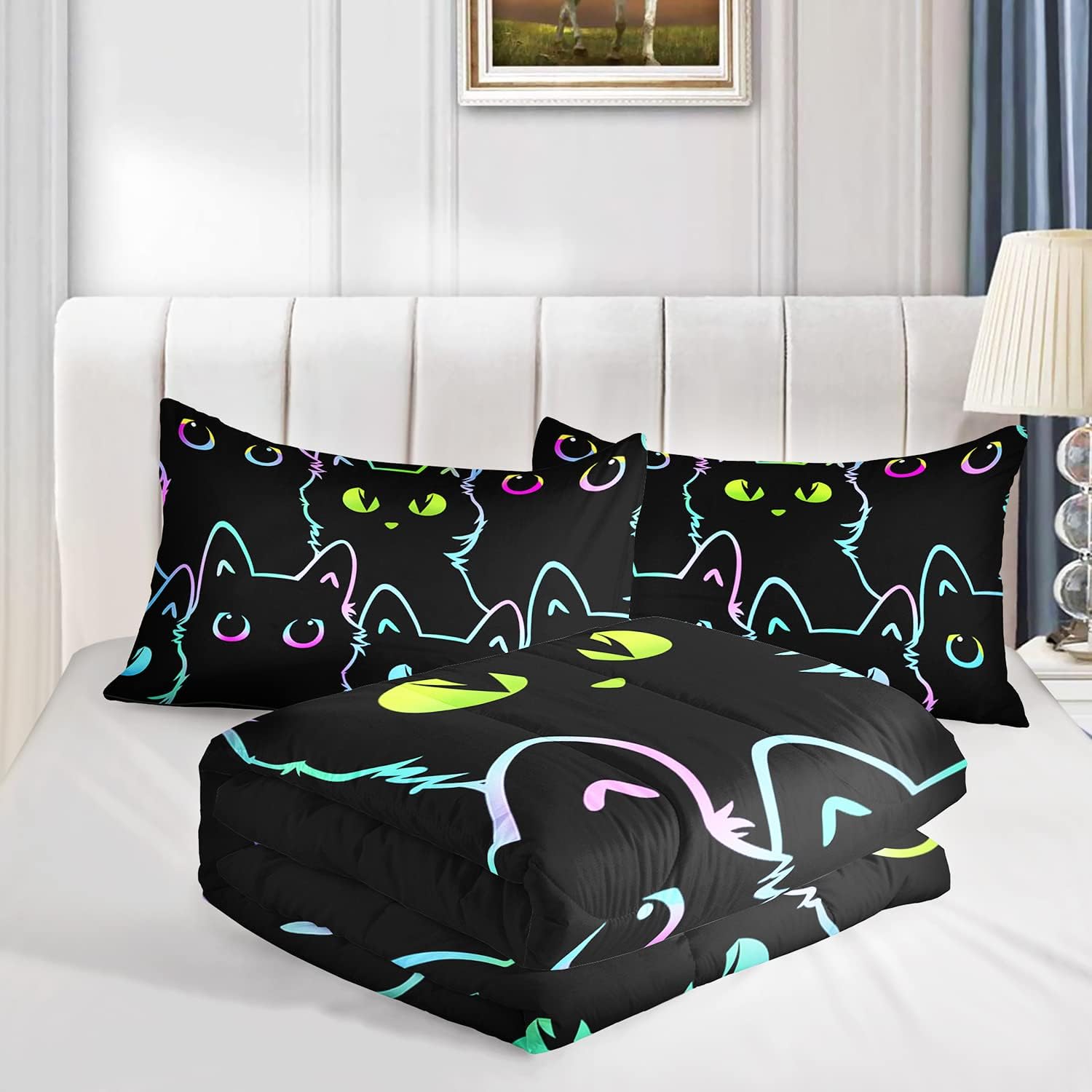 Axolotl Kids Cartoon Cat Comforter Set Twin Size 1