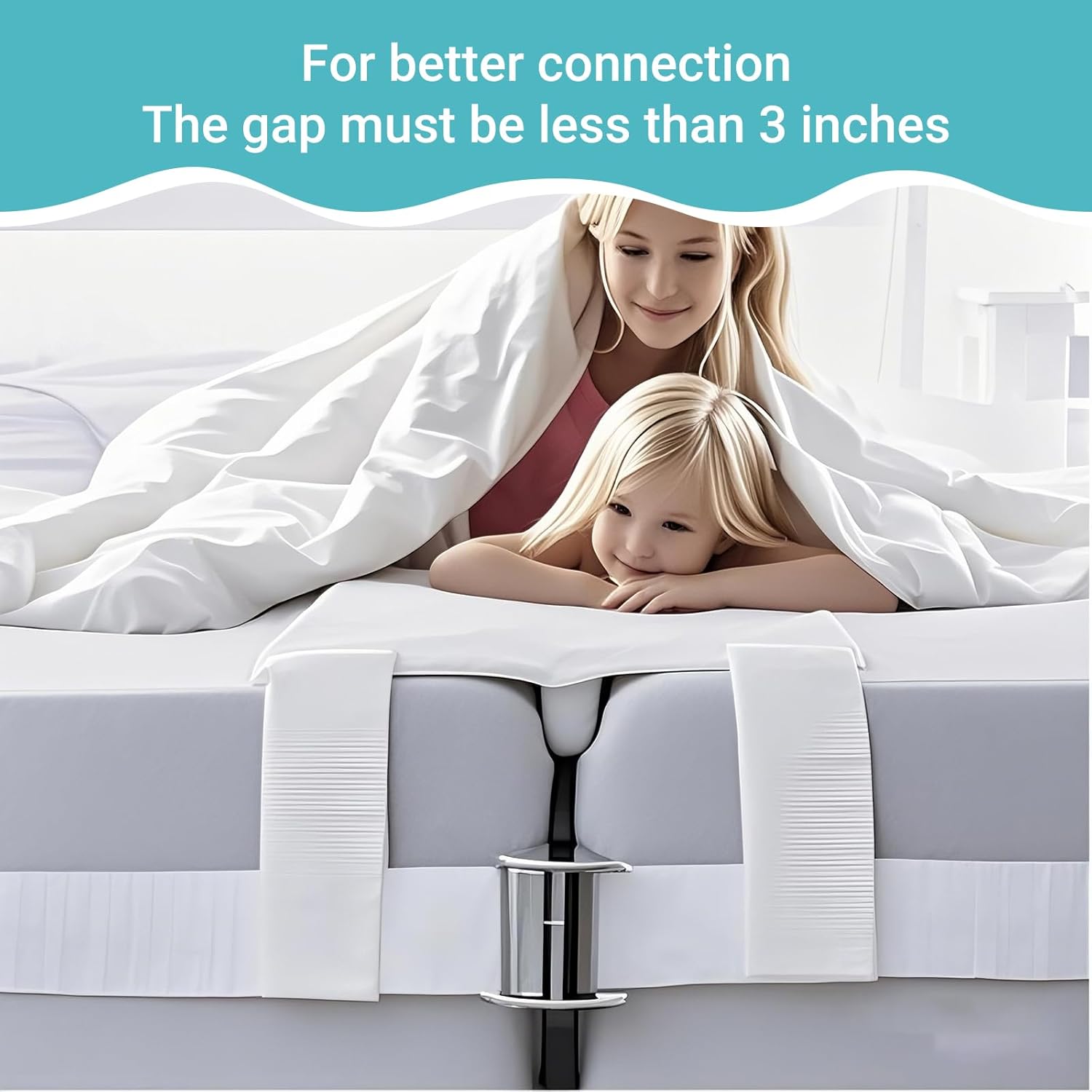 Adjustable Bed Connector Bridge Kit with Memory Foam Pad
