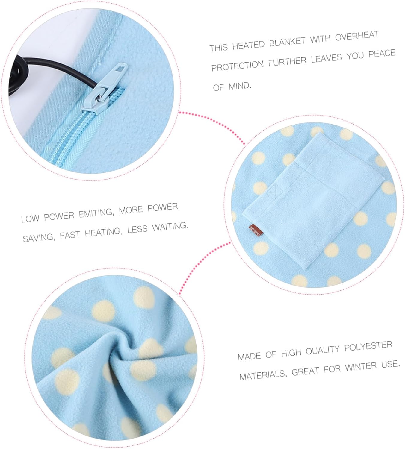 Zerodeko Electric Heated Blanket with USB Charger