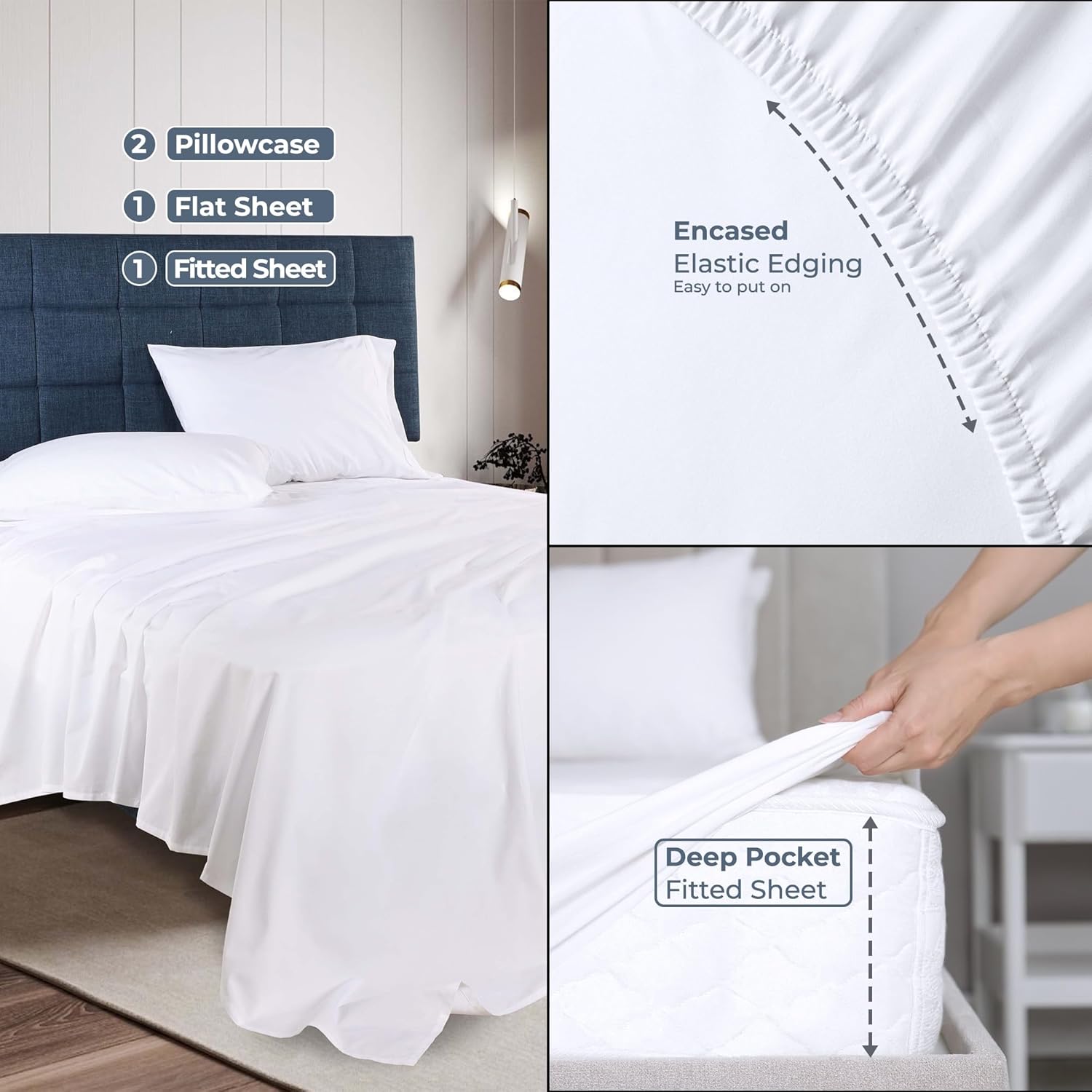 Superior Organic Cotton Deep Pocket Fitted Sheet White
