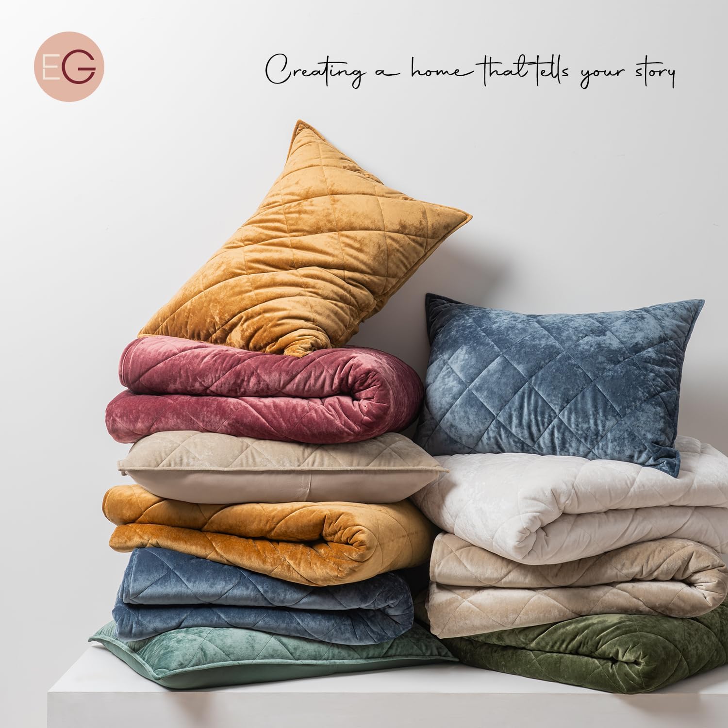 EVERGRACE Velvet Quilt Set King Size Dark Green