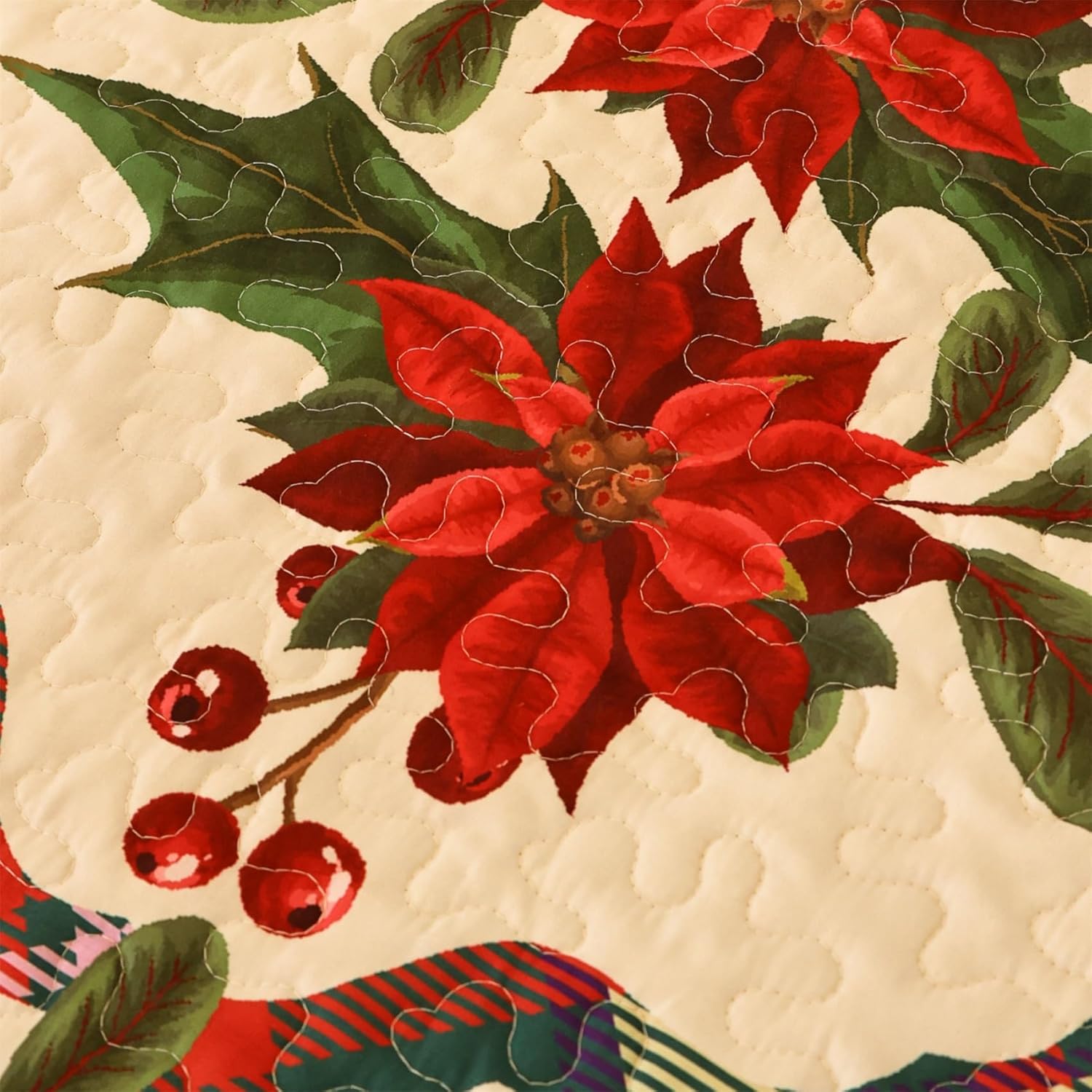 Cmfshape Christmas Bedspread Queen Size 3Pcs Red Set
