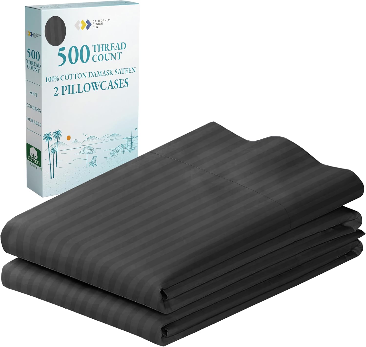 California Design Den 500 Thread Count Cotton Pillowcase Set of 2