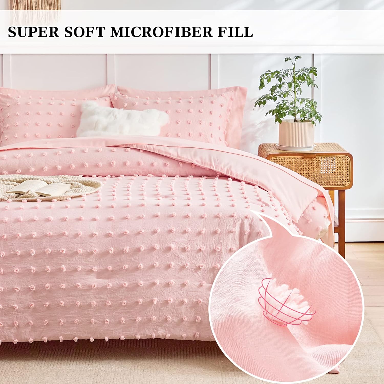 Flysheep 7 Piece Queen Bed in a Bag with Pom Pom Design