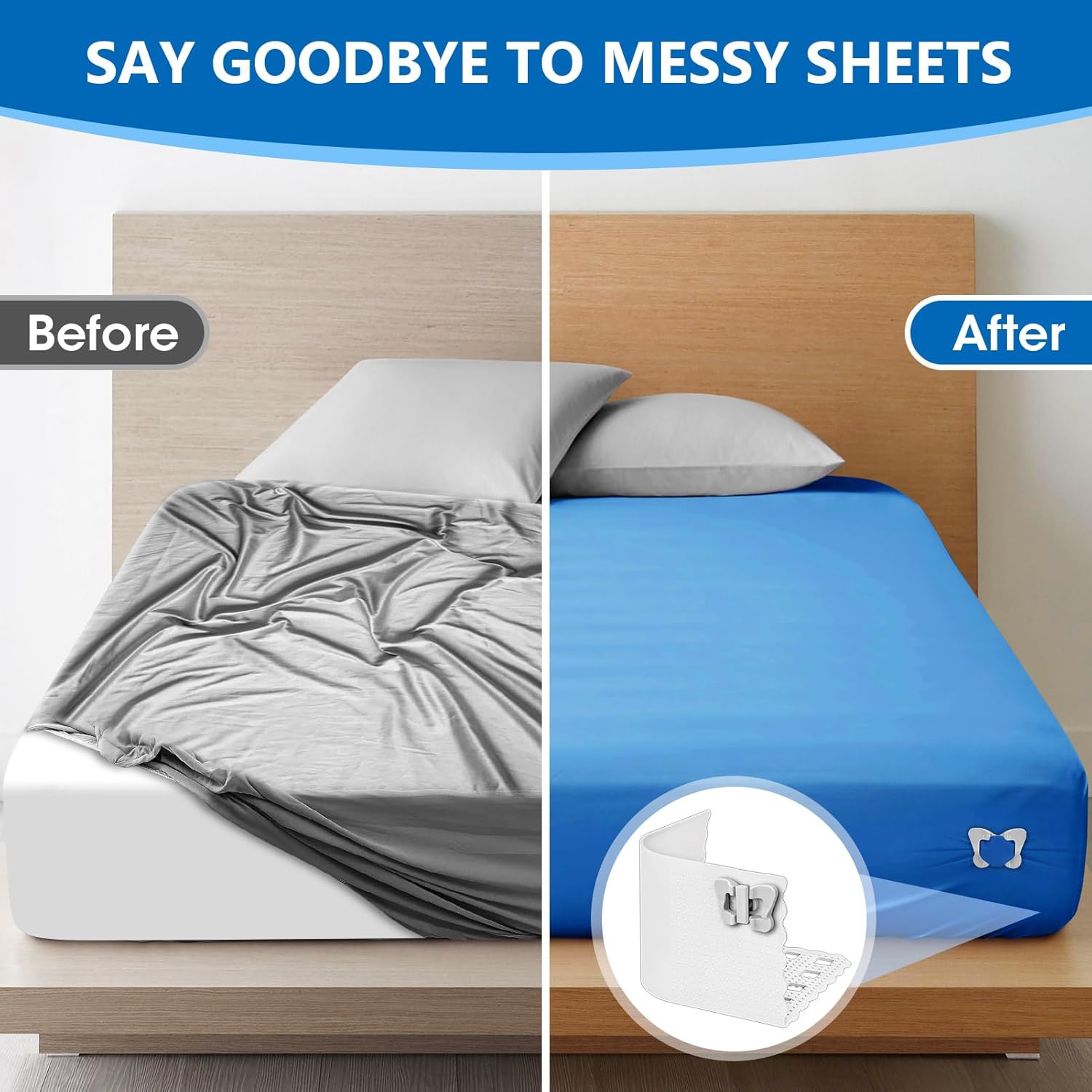 Lizemqqi Sheet Corner Lock Set of 4 Clear Silicone Holders
