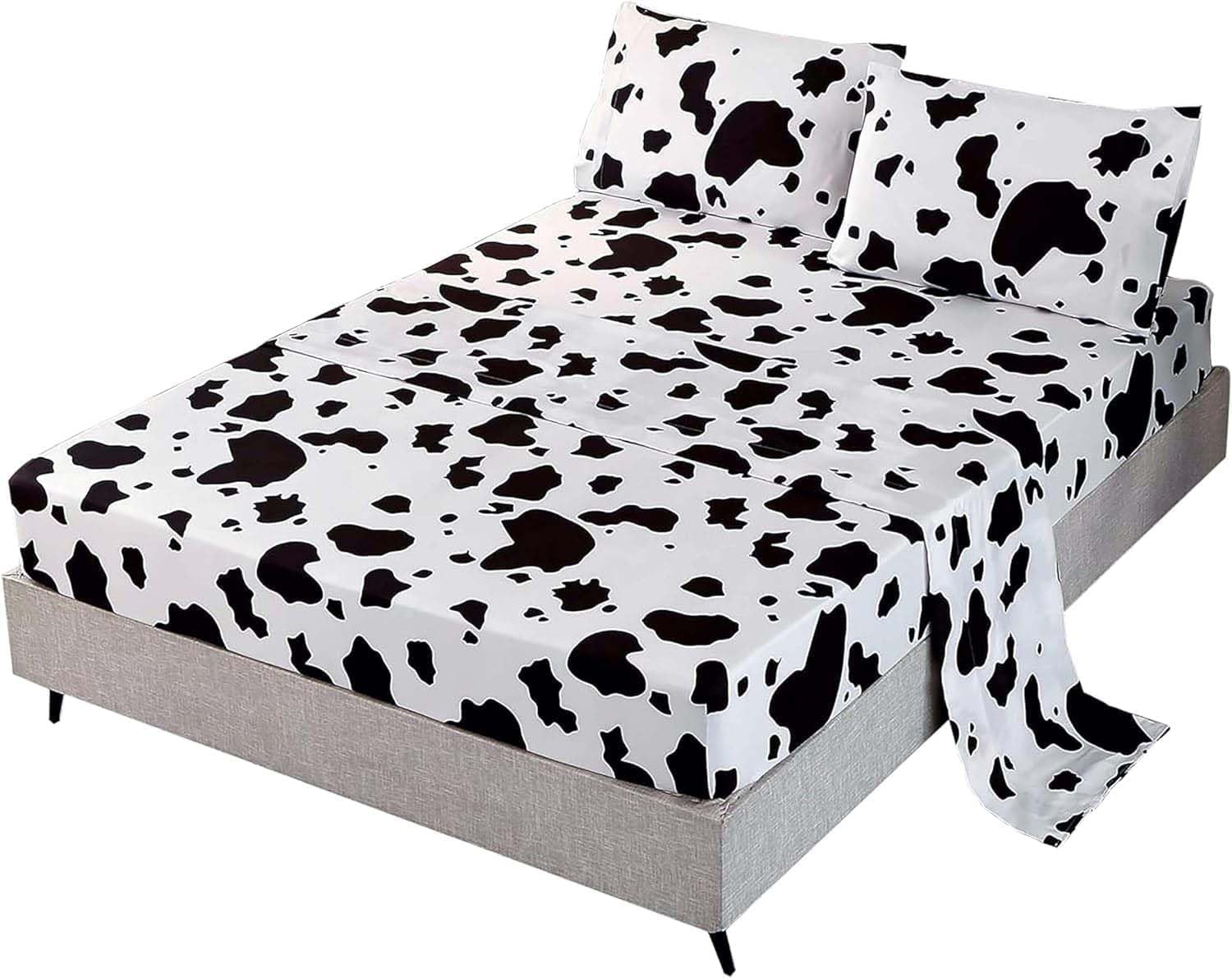SDY 4PCS Cow Print Bedding Set for Kids and Animal Lovers