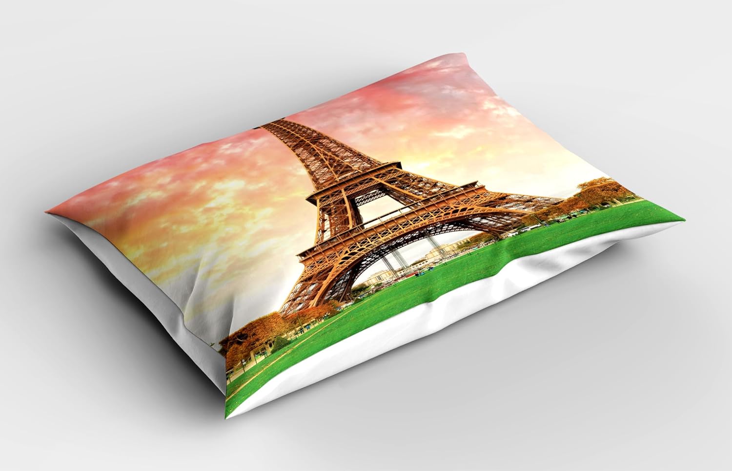Ambesonne Eiffel Tower Pillow Sham Set of 2 Coral Brown
