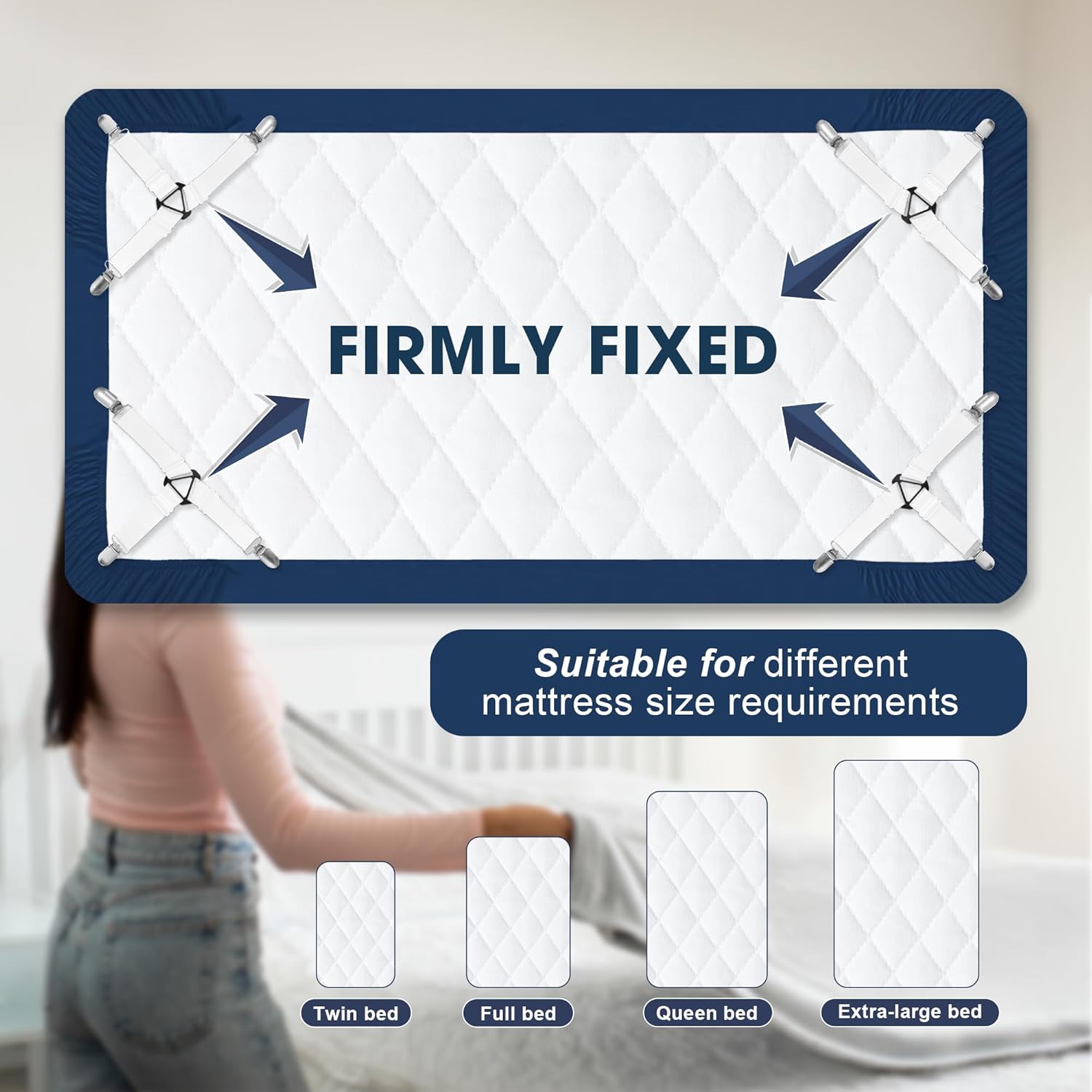 SYIPO 4 PCS Nonslip Bed Sheet Straps with Iron Clips