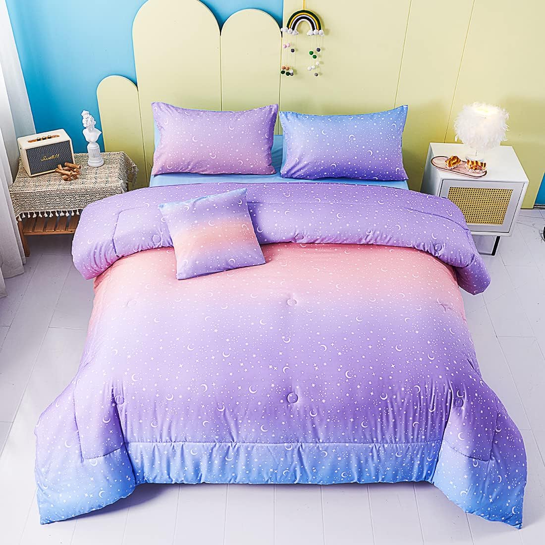 URBONUR Gradient Comforter Set for Girls 6Pcs