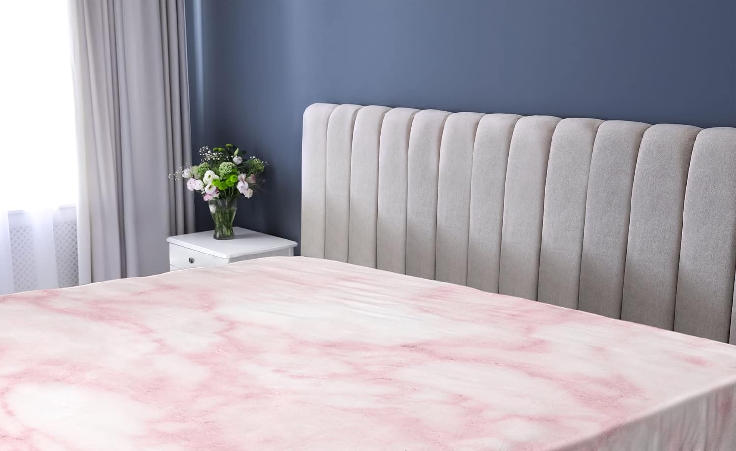 Ambesonne Marble Print Fitted Sheet Pale Pink California King 1
