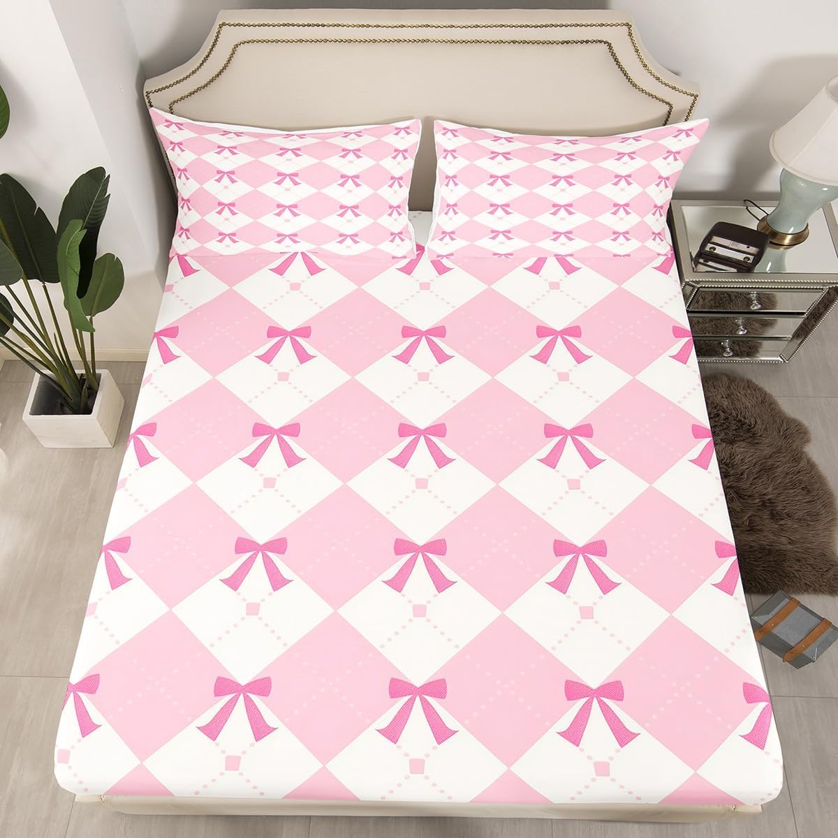 Feelyou Bowknot Girlish Bedding Set for Kids Twin Size