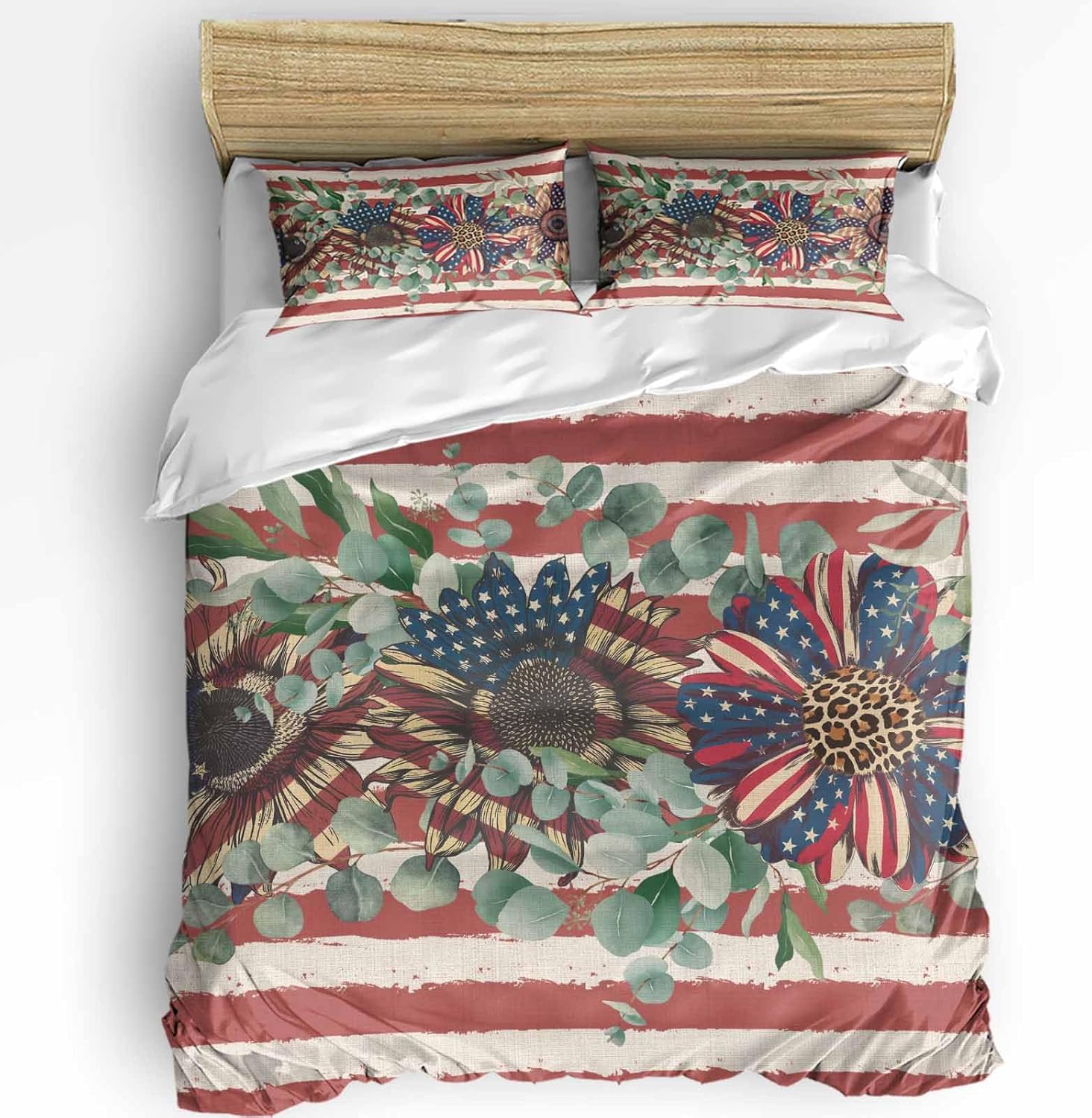 Boanket 3-Piece Queen Bedding Set 4th of July Duvet Covers with Zipper