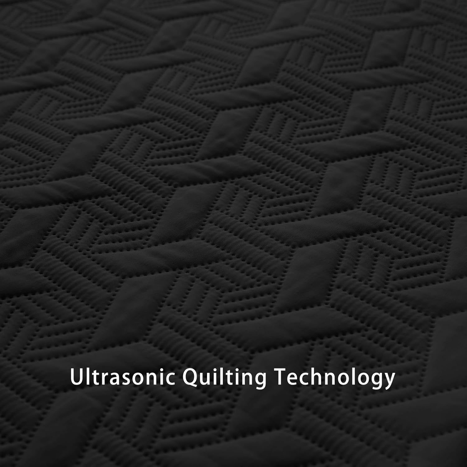 LEAONME King Size Quilt Set 3 Pieces - Black Microfiber Bedspread