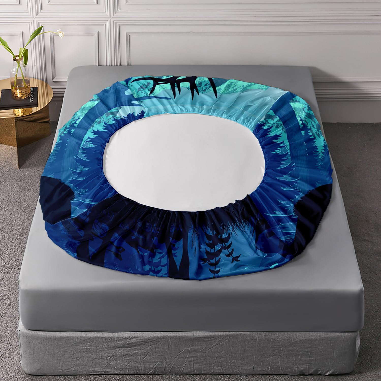 AILONEN Black Cartoon Deer Twin XL Fitted Sheet Set