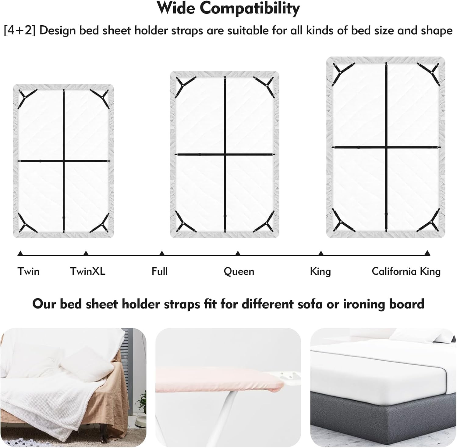 Eiruseed Bed Sheet Holder Straps 42 Pcs Black