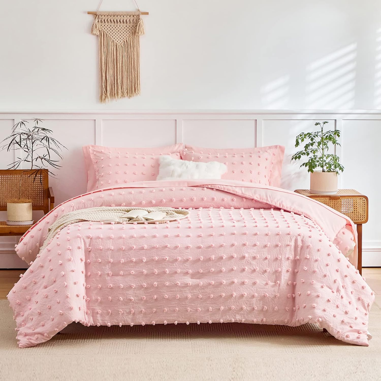 Flysheep 7 Piece Queen Bed in a Bag with Pom Pom Design