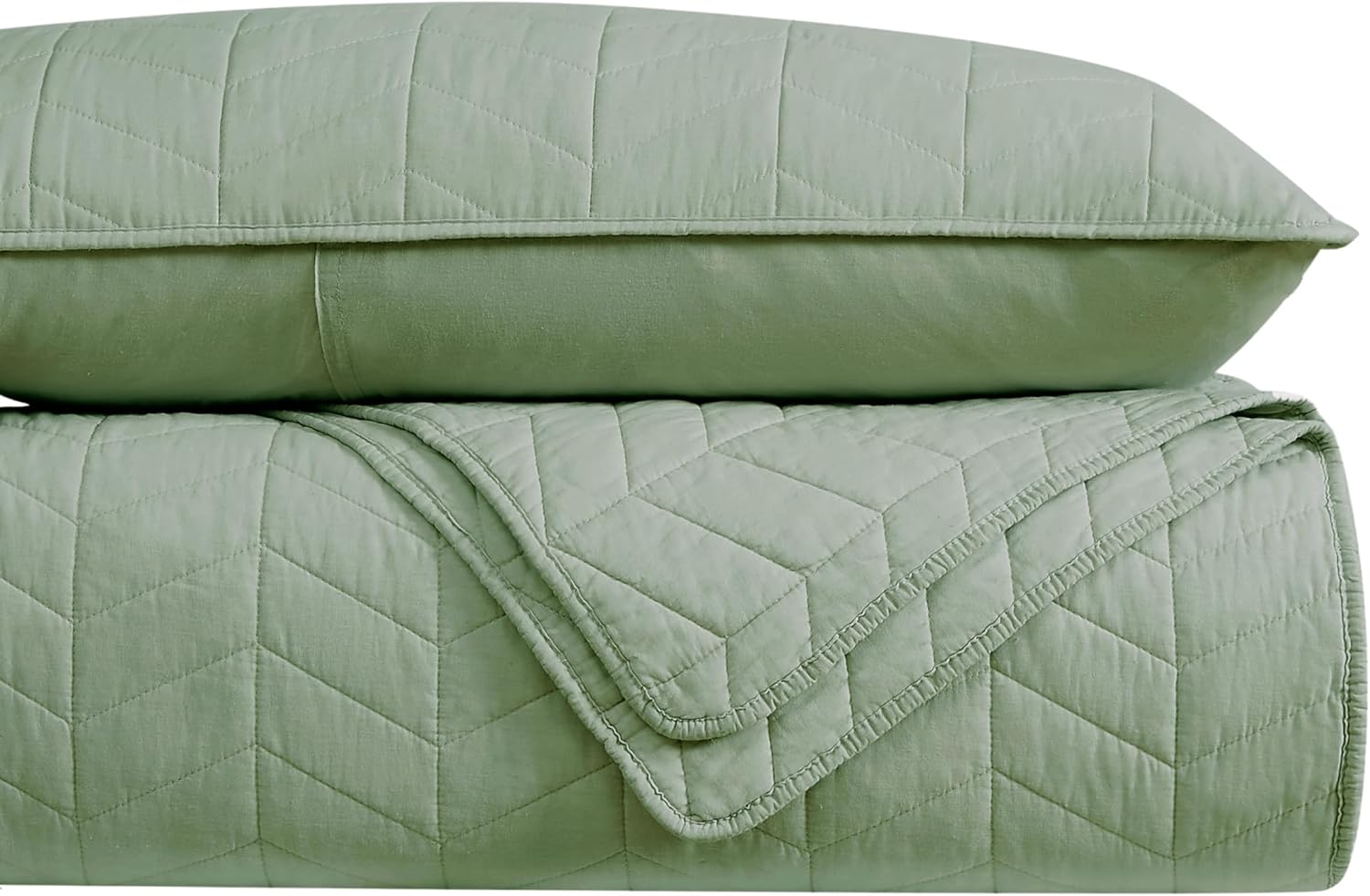 palassio Sage Green Cotton Quilt California Cal King Set
