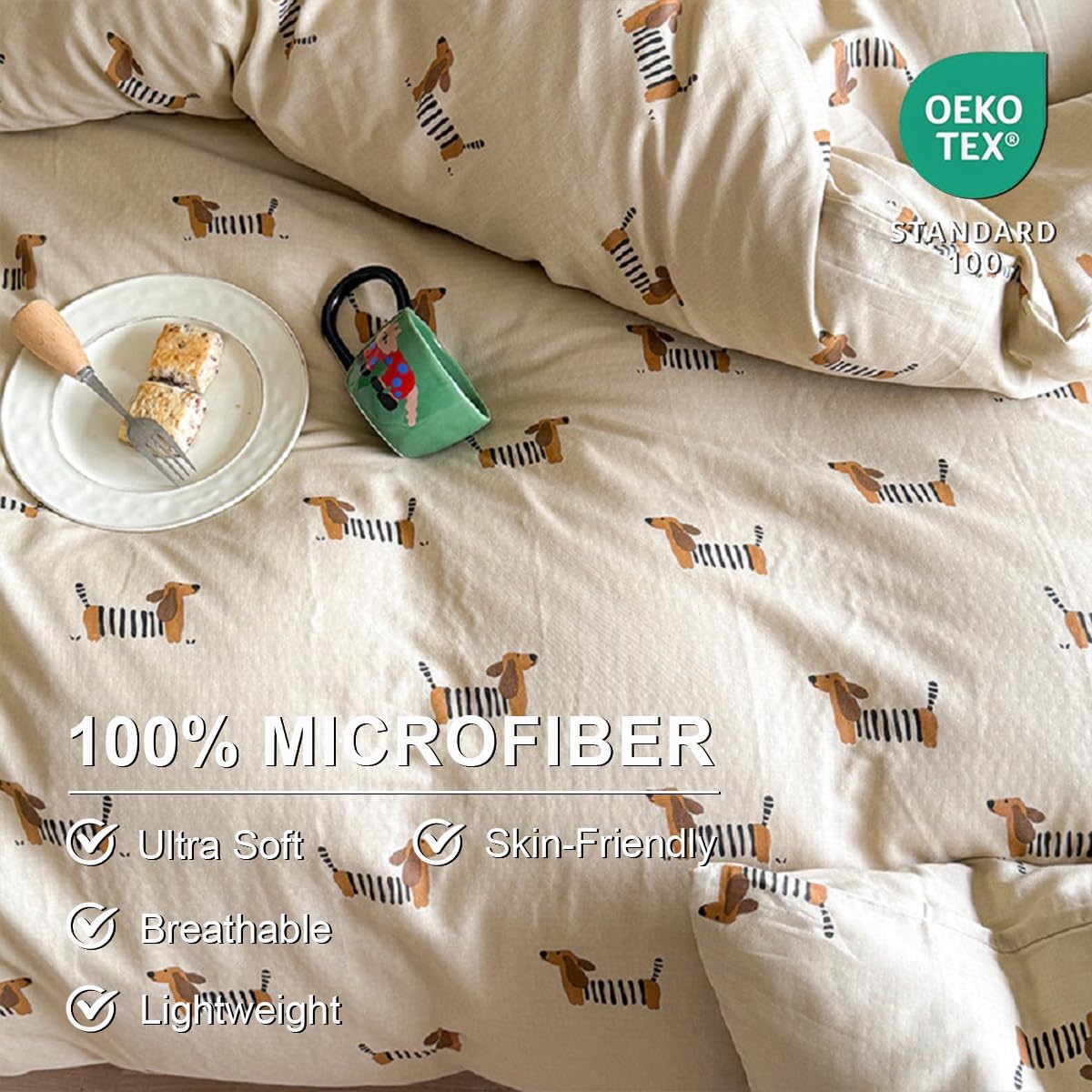 Erwinmu Brown Dachshund Duvet Cover Set Twin