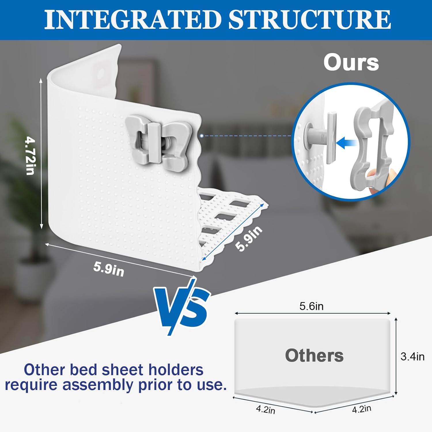 Lizemqqi Sheet Corner Lock Set of 4 Clear Silicone Holders