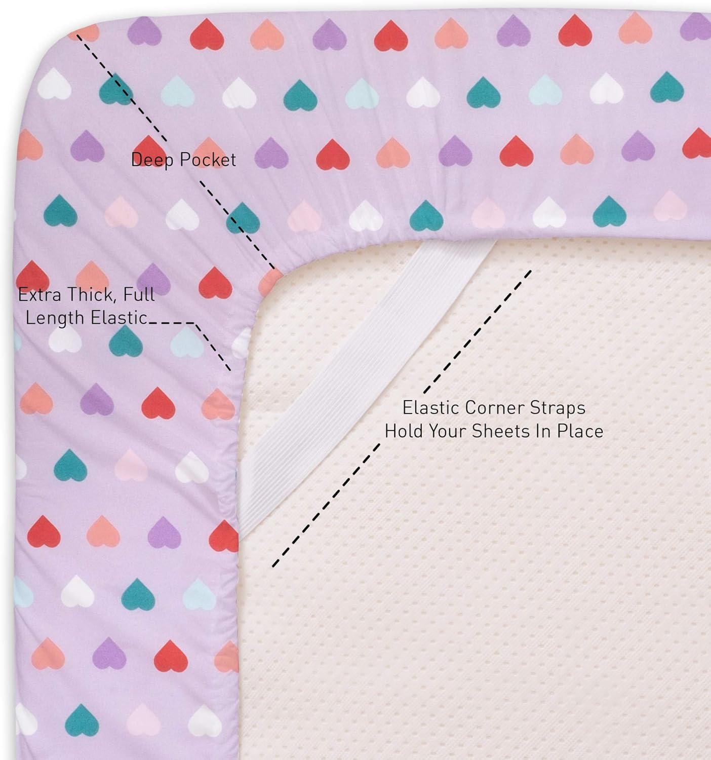 Sweet Home Collection 1500 Supreme Kids Bed Sheet Set - Twin XL Heart Design