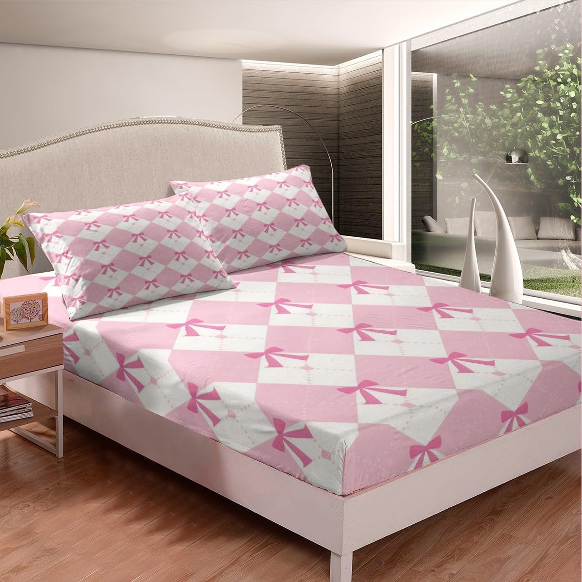 Feelyou Bowknot Girlish Bedding Set for Kids Twin Size