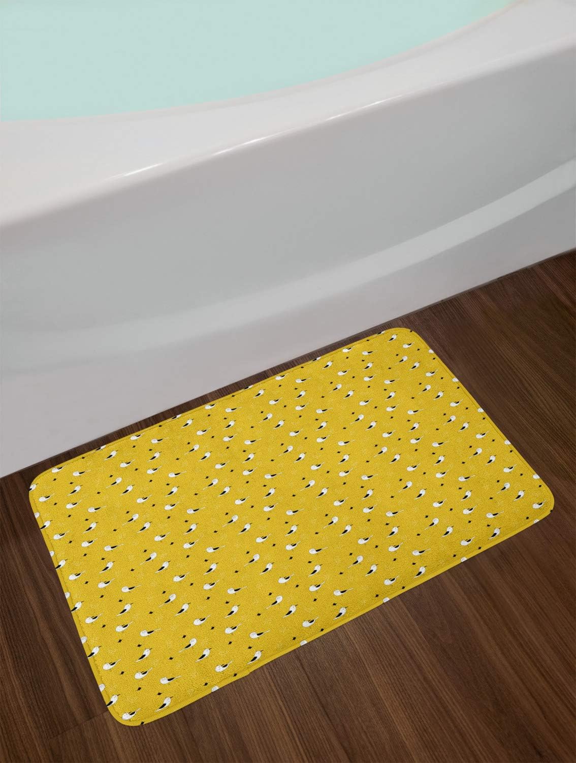 Ambesonne Seagull Decorative Bath Mat Yellow Grey 302 x 20