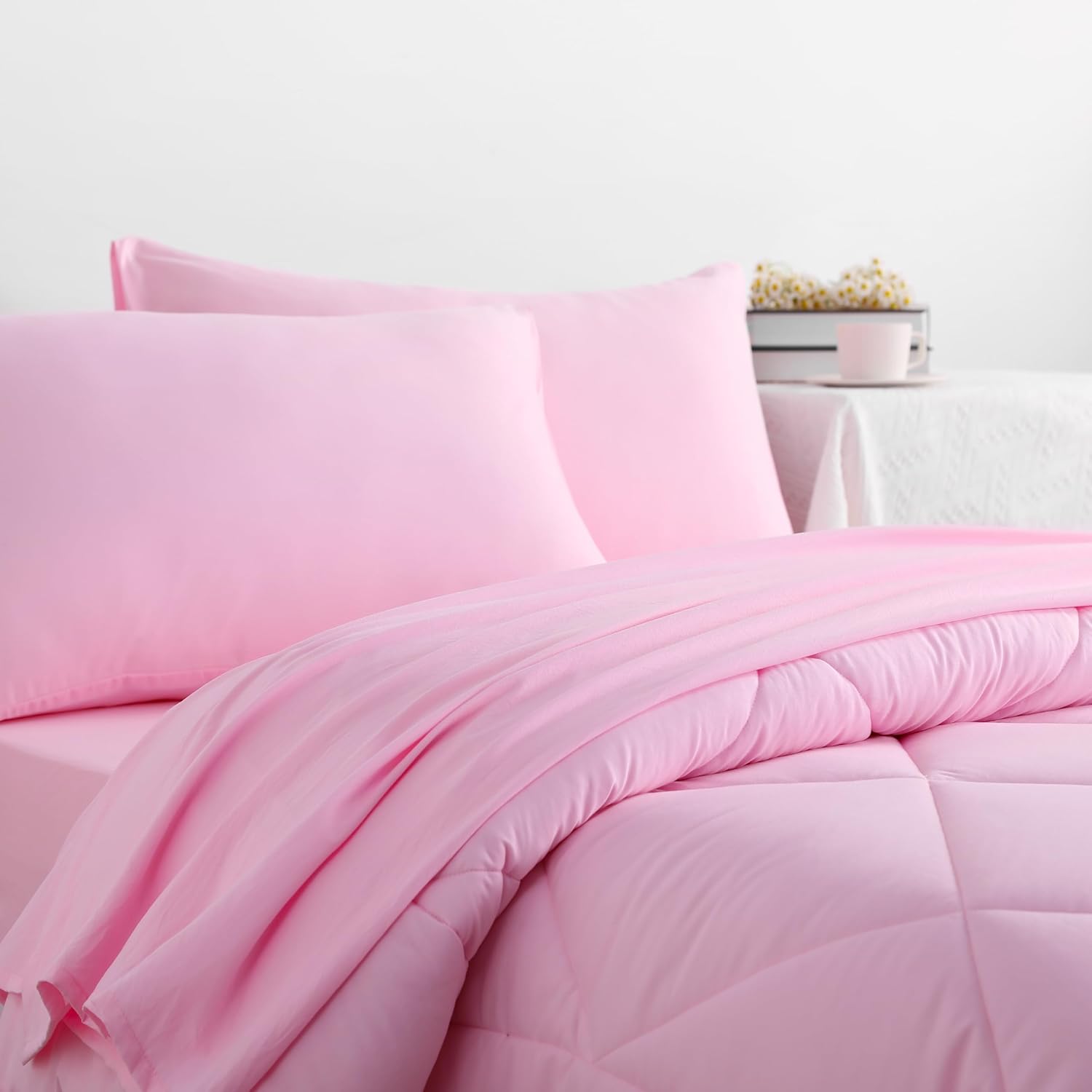 NTBAY Pink Twin Bed in a Bag Comforter Set