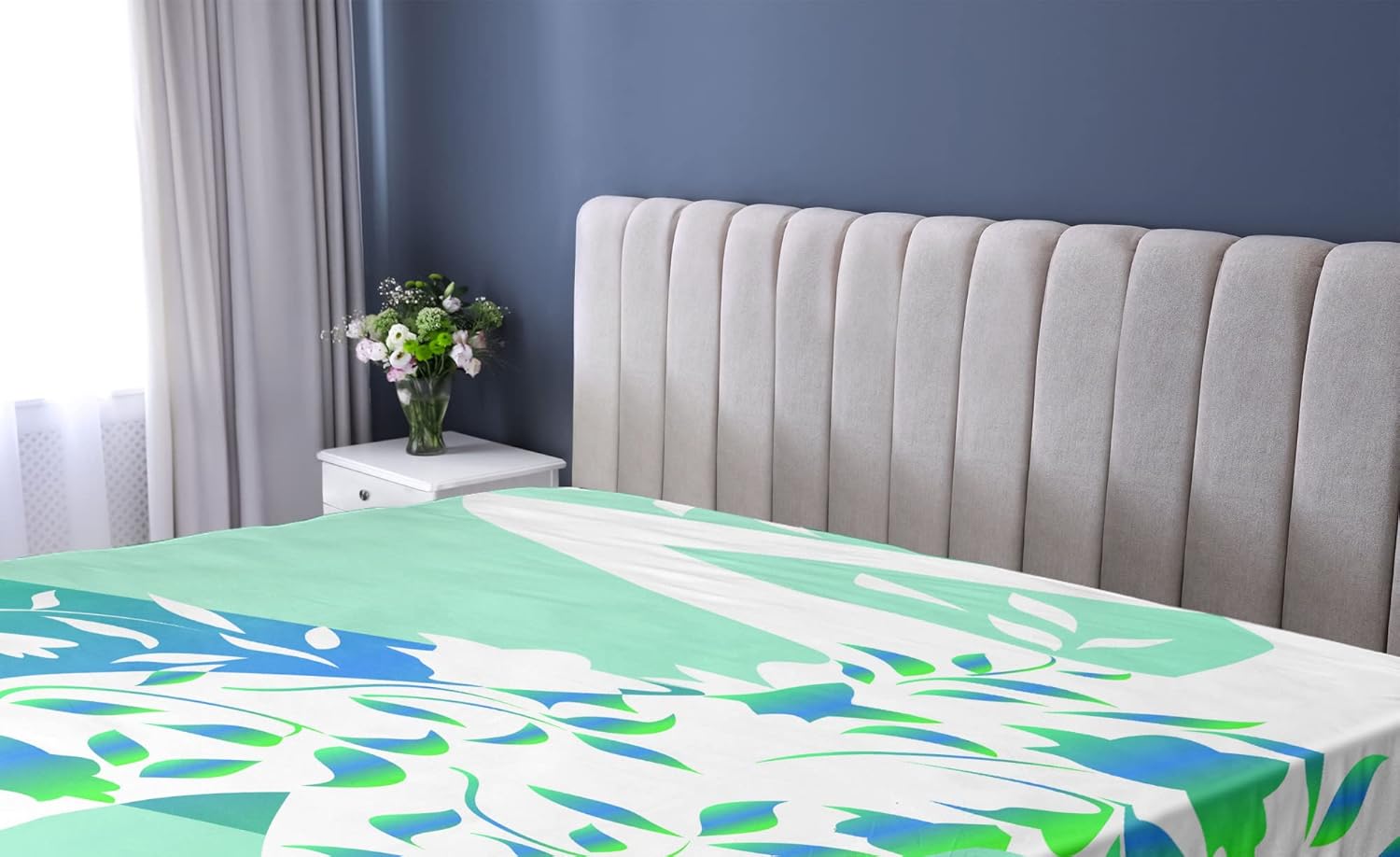 Ambesonne Floral Fitted Sheet - California King Turquoise Teal White