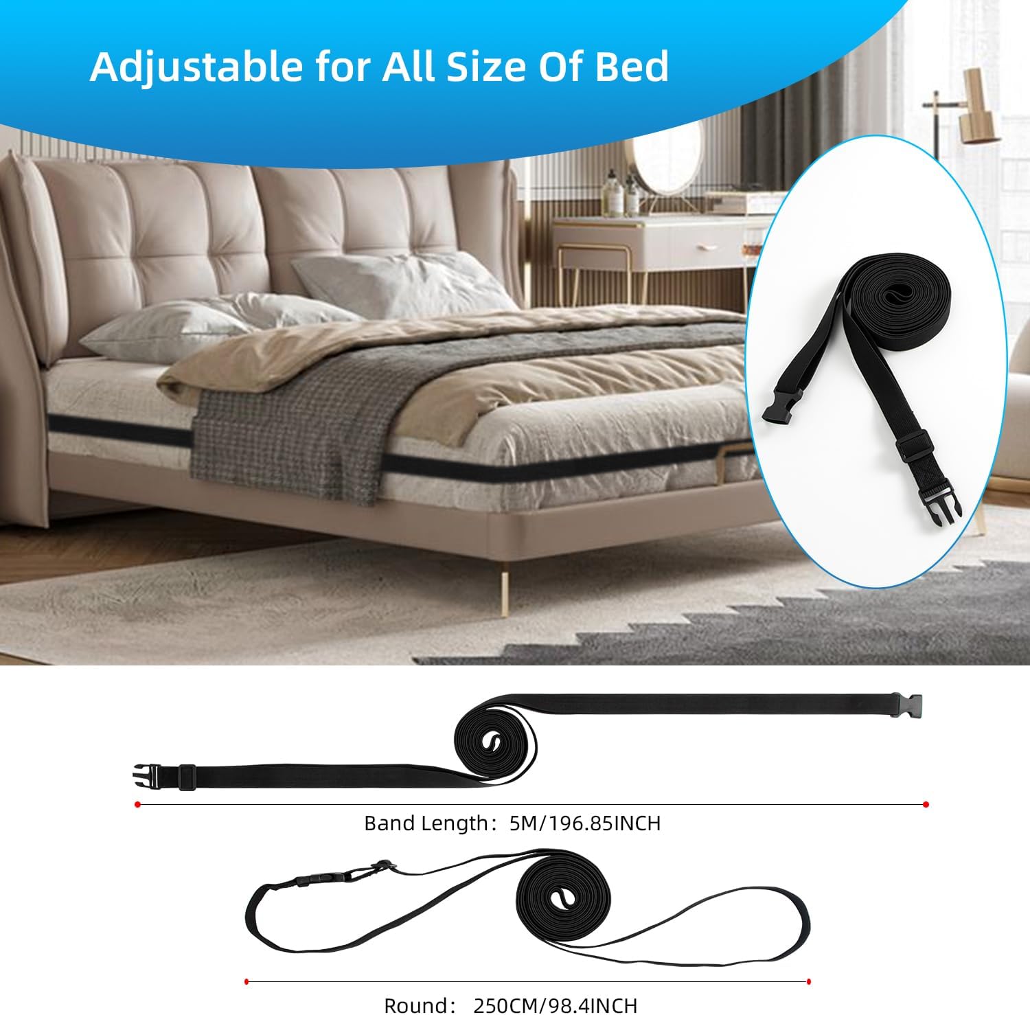Adjustable Elastic Bed Sheet Straps for All Mattress Sizes