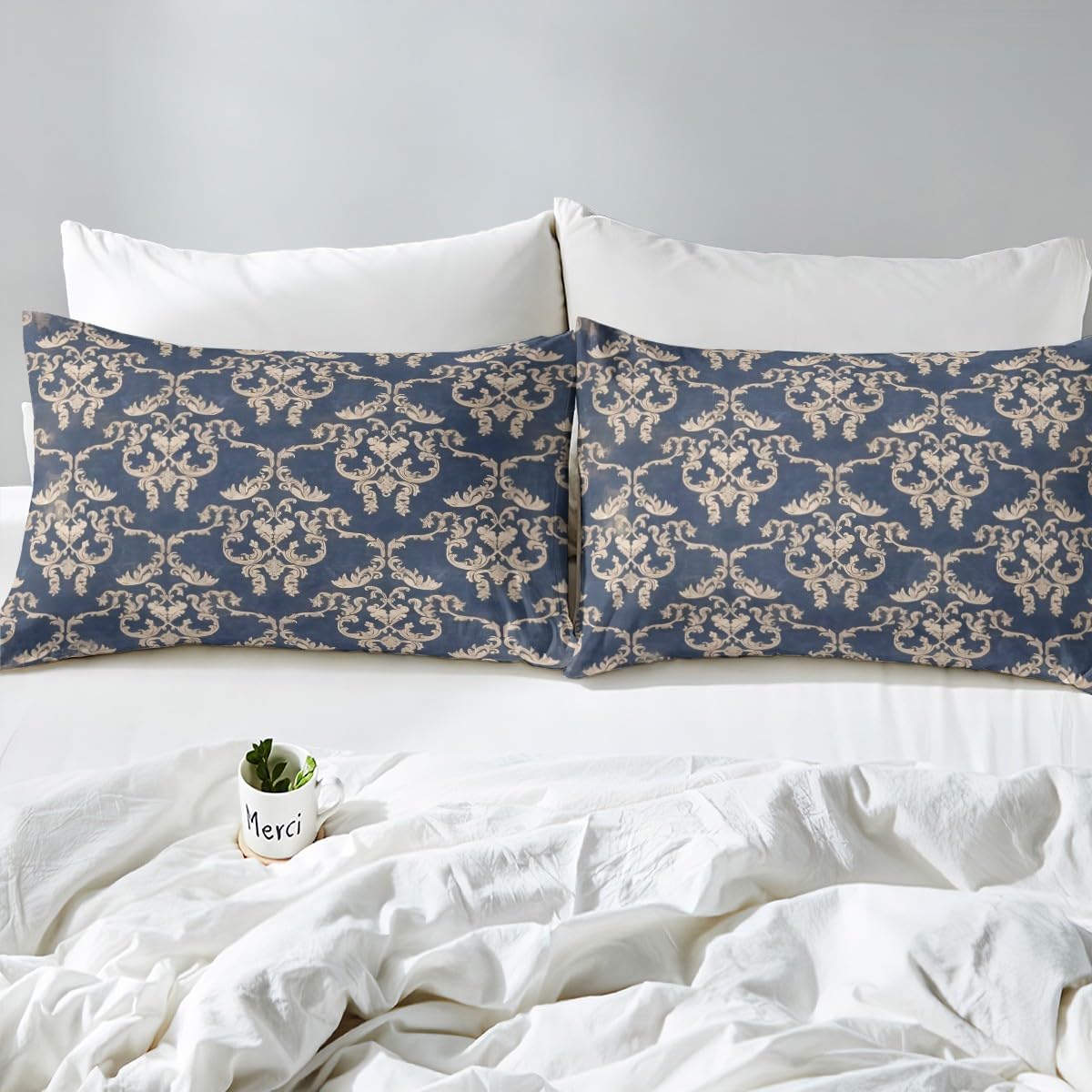 Feelyou Twin Size Damask Fitted Sheet Set